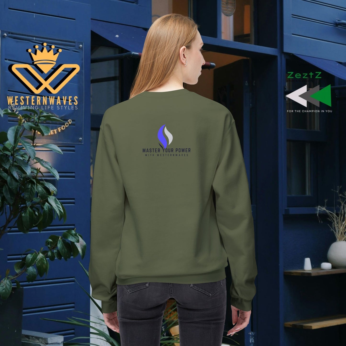 Unisex Midweight Softstyle Fleece Crewneck Sweatshirt_ N3+ Series USMWSSFCNSS PT2WW001_ Limited Edition Stylish Eco-conscious Raw Classic by WesternWaves:
