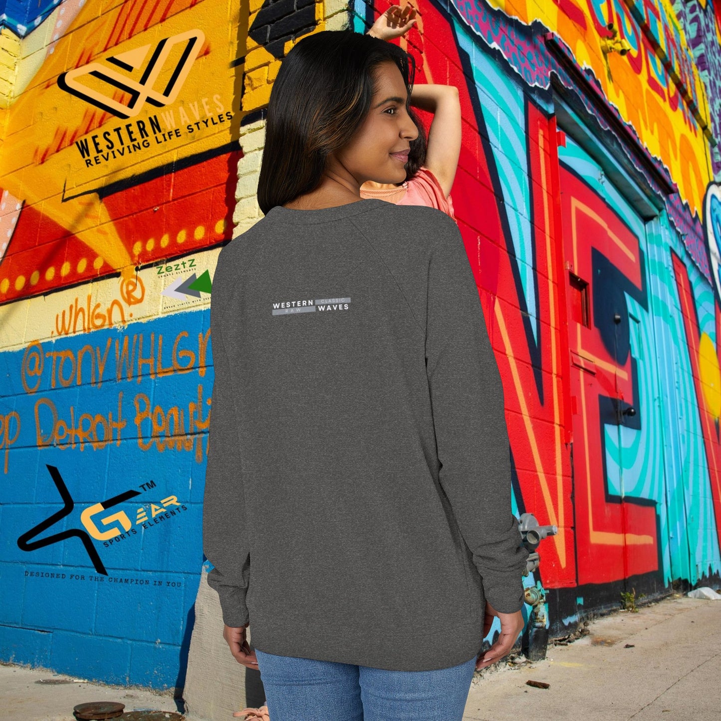 Unisex French Terry Raglan Crewneck Sweatshirt_ 25 June 2025_ Limited Edition Casual Streetwear by WesternWaves:
