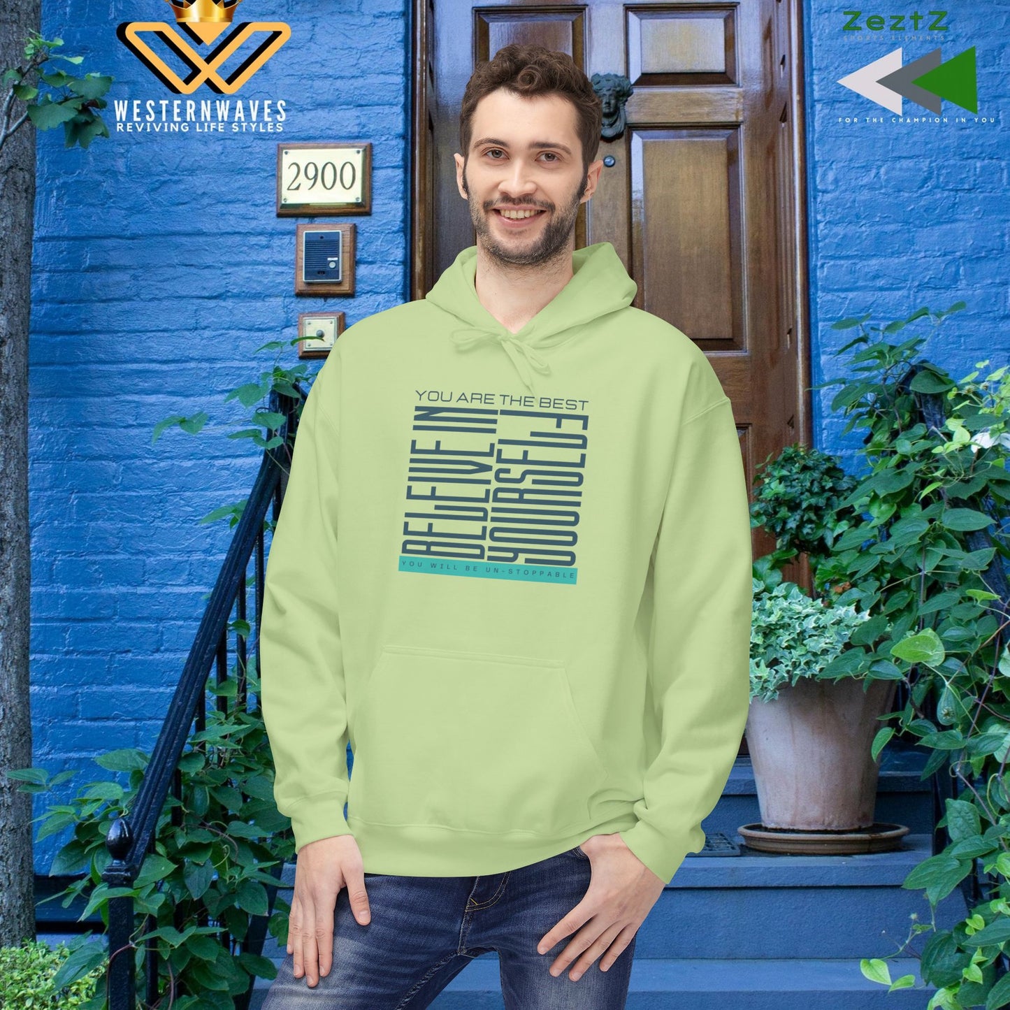Unisex Midweight Softstyle Fleece Hoodie_ N2+ Series SMWSSFH PT2WW005_Limited Edition Luxuriously Soft 100% Cotton Face by WesternWaves: