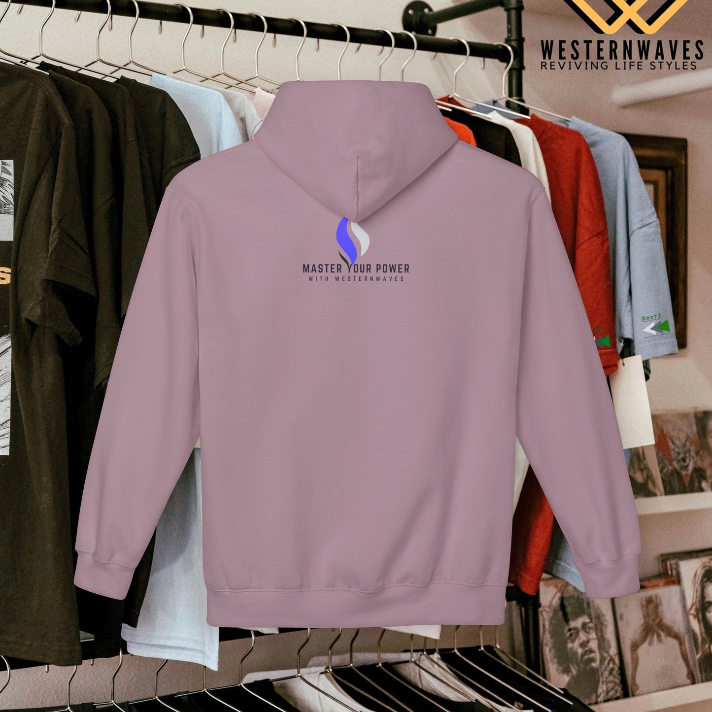 Unisex Midweight Softstyle Fleece Hoodie_ N3+ Series USMWSSFH PT2WW006_ Limited Edition Luxuriously Soft 100% Cotton Face by WesternWaves: