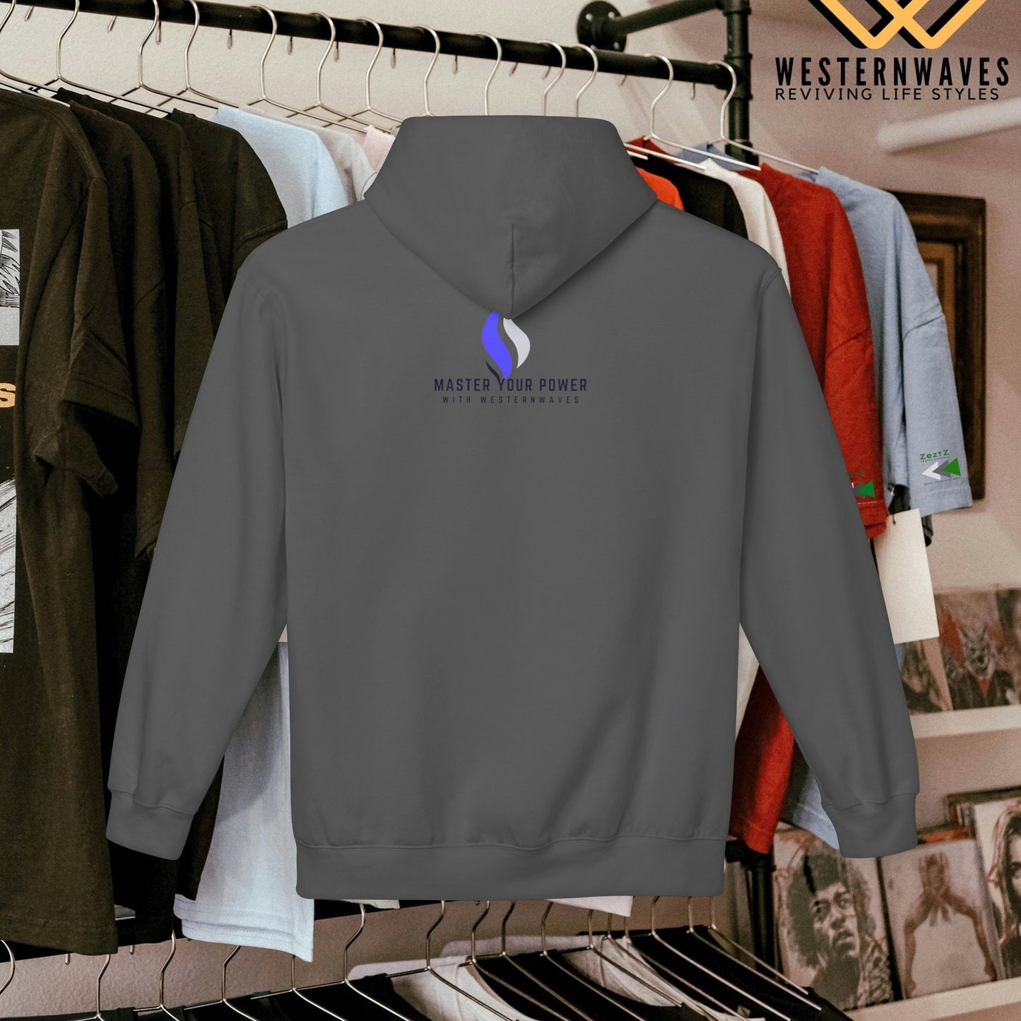 Unisex Midweight Softstyle Fleece Hoodie_ N3+ Series USMWSSFH PT2WW006_ Limited Edition Luxuriously Soft 100% Cotton Face by WesternWaves: