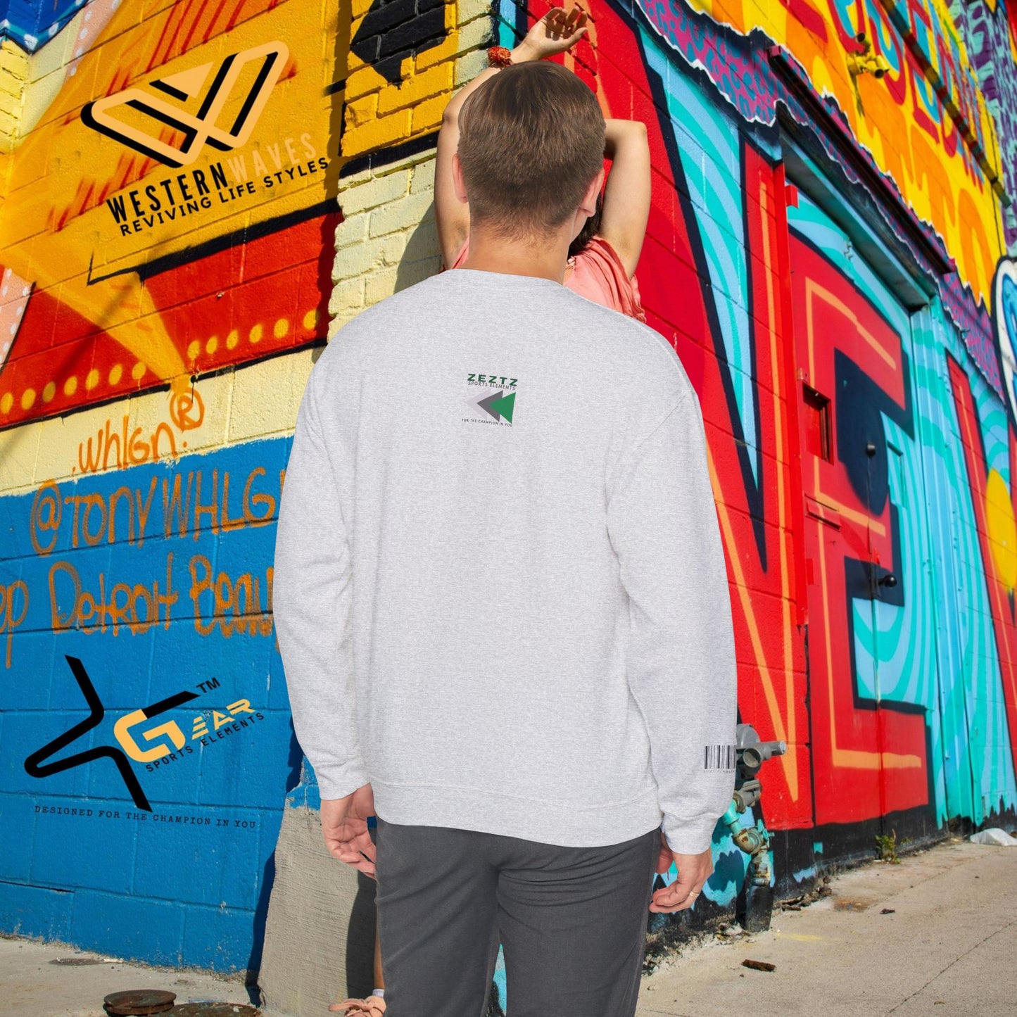 Unisex Heavy Blend™ Crewneck Sweatshirt_ N2 Sports Series UHBCSS PT2WW010_ Limited Edition ‘Zeztz’ Brand Sports Elements by WesternWaves: