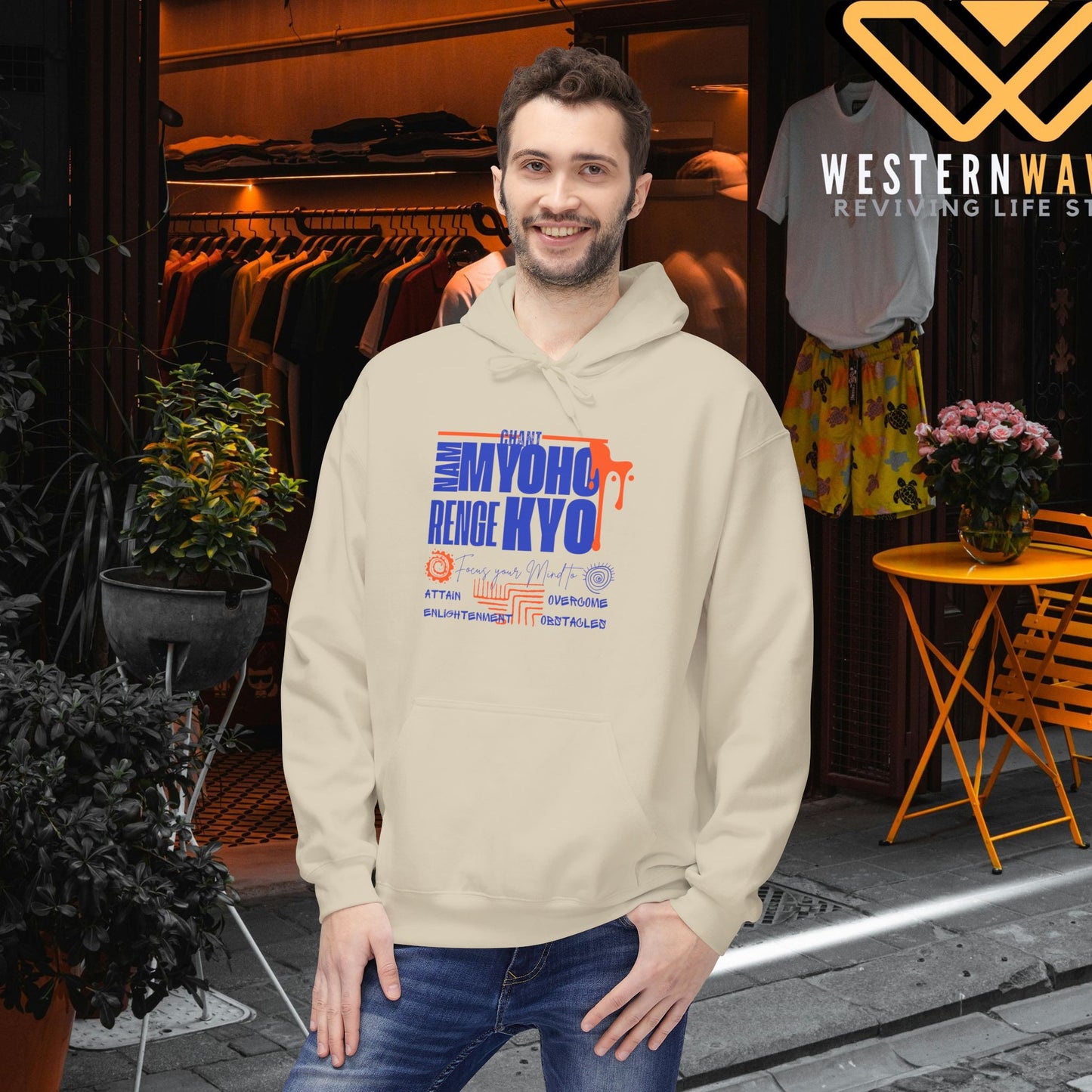 Unisex Midweight Softstyle Fleece Hoodie_ N3+ Series USMWSSFH PT2WW003_ Limited Edition Luxuriously Soft 100% Cotton Face by WesternWaves: