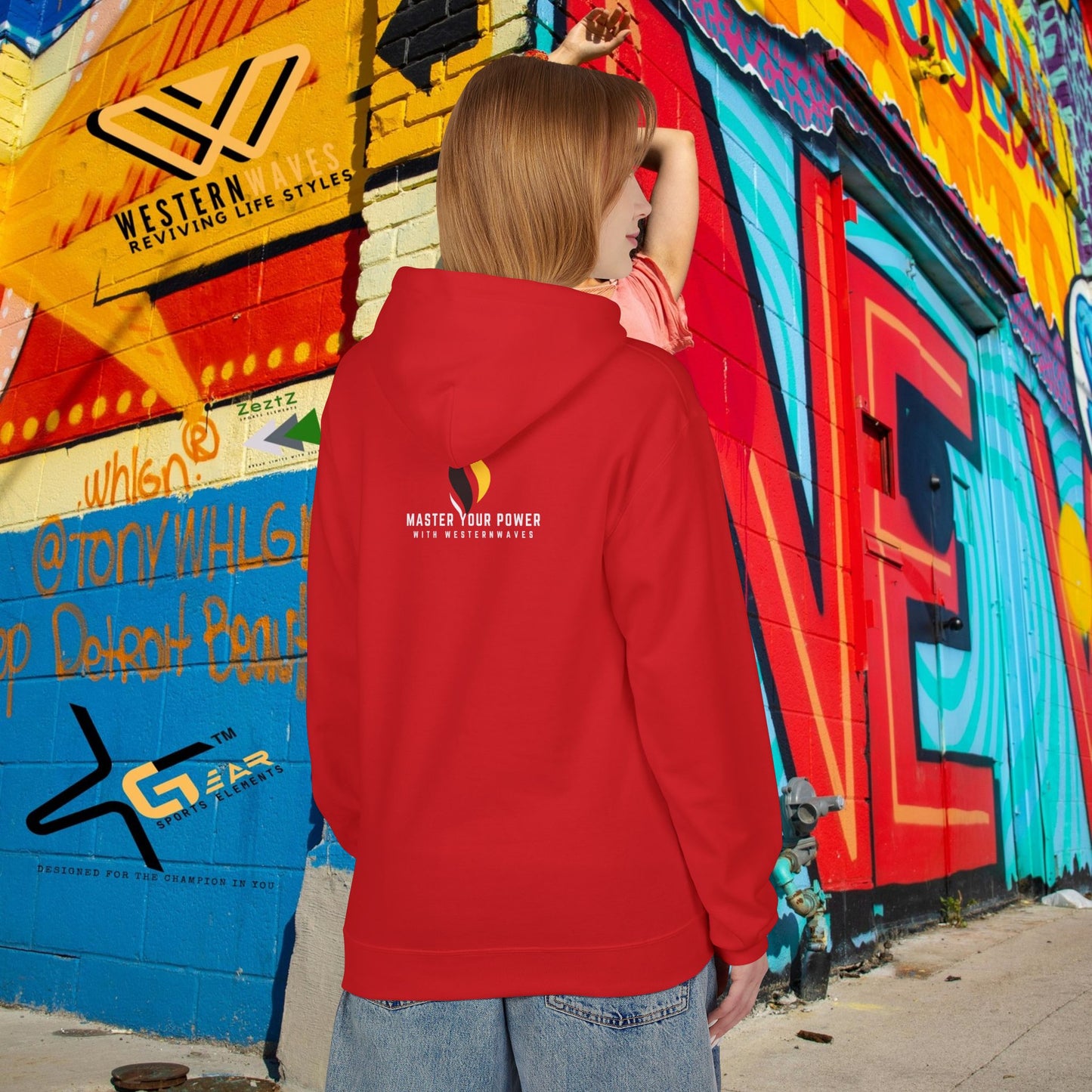 Unisex Midweight Softstyle Fleece Hoodie_ N3+ Series USMWSSFH PT2WW002_ Limited Edition Luxuriously Soft 100% Cotton Face by WesternWaves: