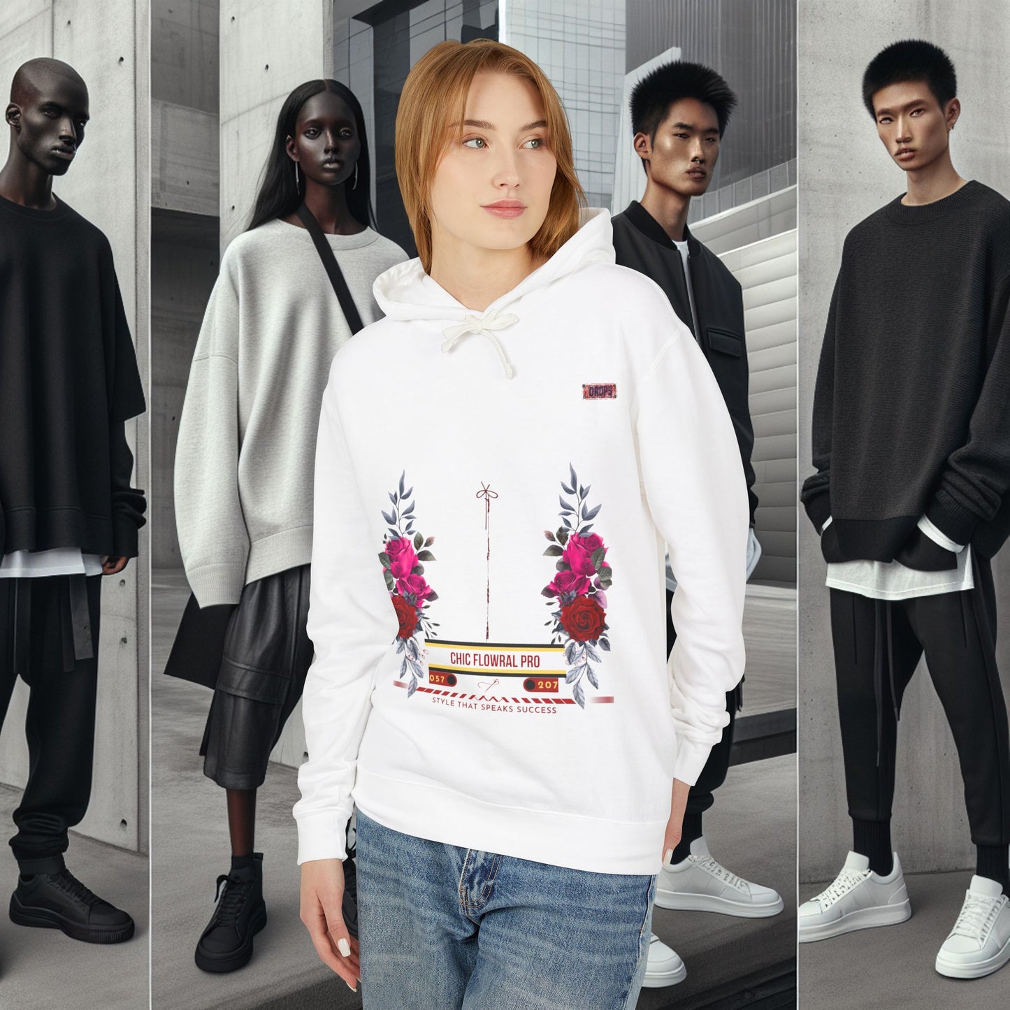 Lightweight Hooded Sweatshirt_ Series UWD 053_ Limited Edition Floral Streetwear by WesternWaves: