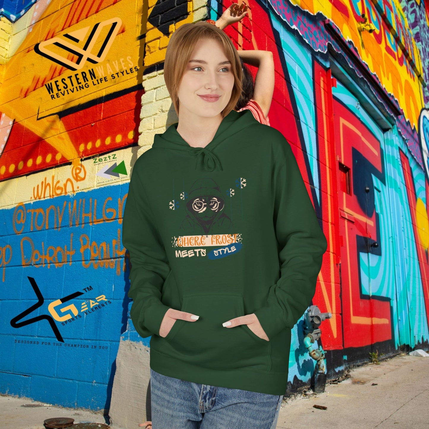 Unisex Midweight Softstyle Fleece Hoodie_ N3+ Series USMWSSFH PT2WW002_ Limited Edition Luxuriously Soft 100% Cotton Face by WesternWaves: