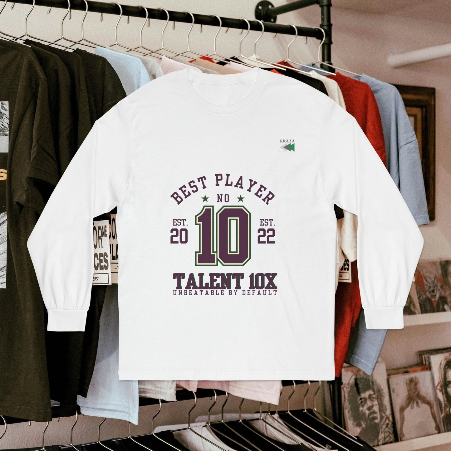Unisex Classic Long Sleeve T-Shirt - Talent 10x, Perfect for Sports Lovers_ N6+ Series USCLSTS PT2WW001_ Limited Edition by WesternWaves: