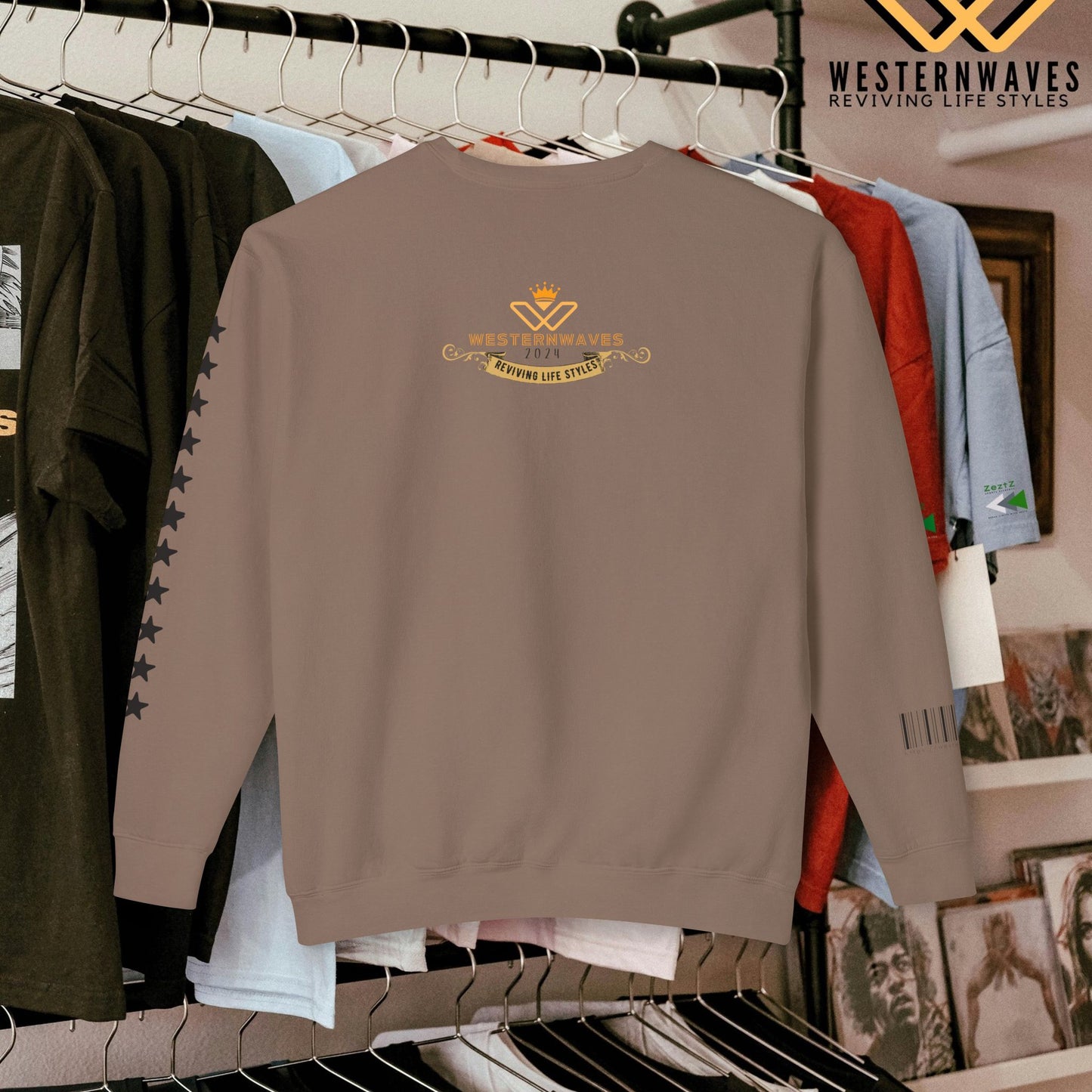 Unisex Lightweight Crewneck Sweatshirt_ N3+ Series ULWCSS PT2WW013_ Limited Edition Conscious Fashion Collaboration by WesternWaves:
