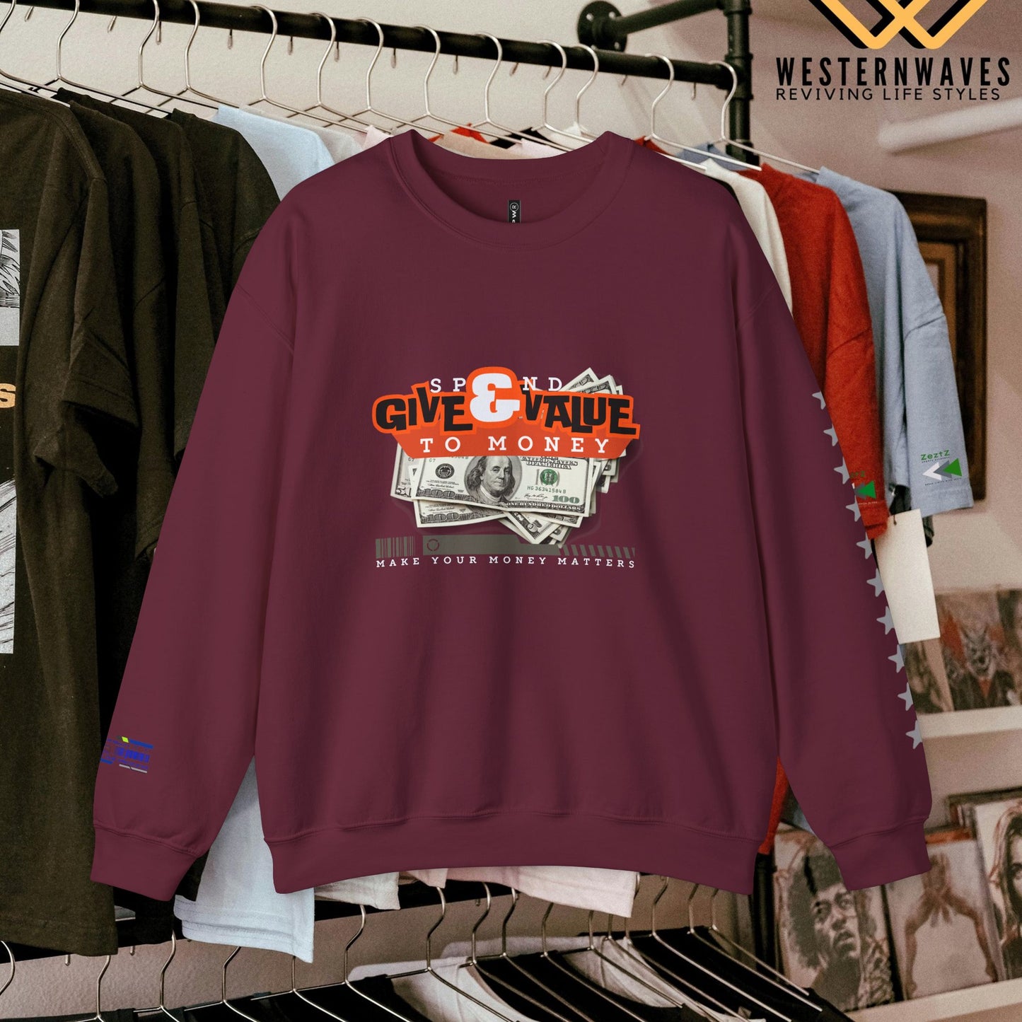 Unisex Heavy Blend™ Crewneck Sweatshirt_ N3+ Series UHBCSS PT2WW035_ Limited Edition Pure Luxury By WesternWaves: