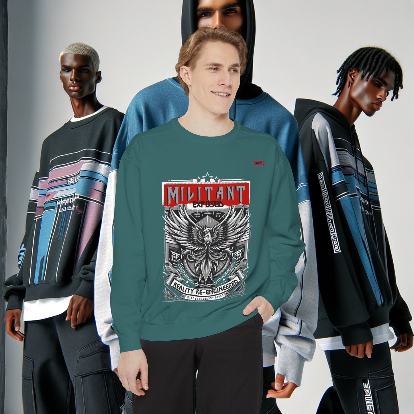 Unisex Garment-Dyed Sweatshirt_ N8+ Series SPW USMWSSFCNSS PT2WW001_ Limited Edition by WesternWaves: