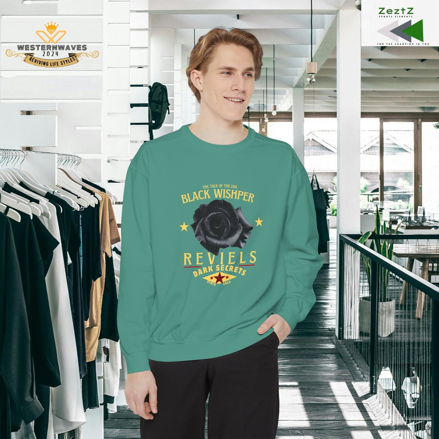 Unisex Garment-Dyed Sweatshirt_ N3+ Series UGDSS PT2WW001_ Limited Edition Luxurious Comfort by WesternWawes: