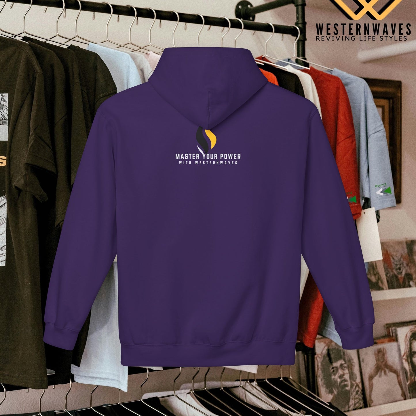 Unisex Midweight Softstyle Fleece Hoodie_ N3+ Series USMWSSFH PT2WW002_ Limited Edition Luxuriously Soft 100% Cotton Face by WesternWaves: