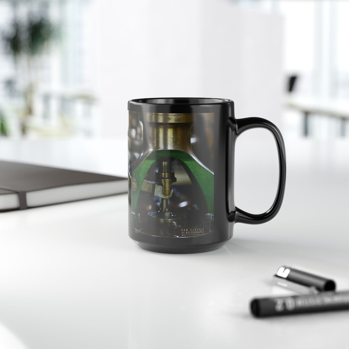 Black Ceramic Mug (11oz & 15oz) – N3+ Series BCMUG11&15 PT2WW001_ Limited Edition Your Perfect Sip by WesternWaves: