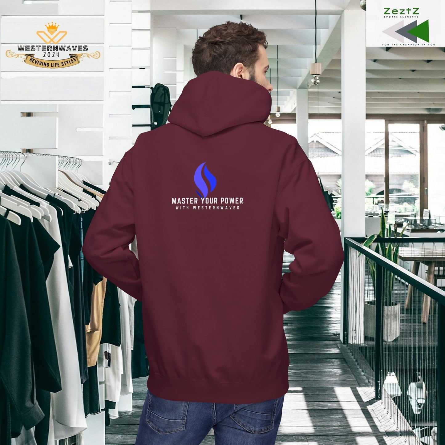 Unisex Midweight Softstyle Fleece Hoodie_ N3+ Series USMWSSFH PT2WW004_ Limited Edition Luxuriously Soft 100% Cotton Face by WesternWaves:
