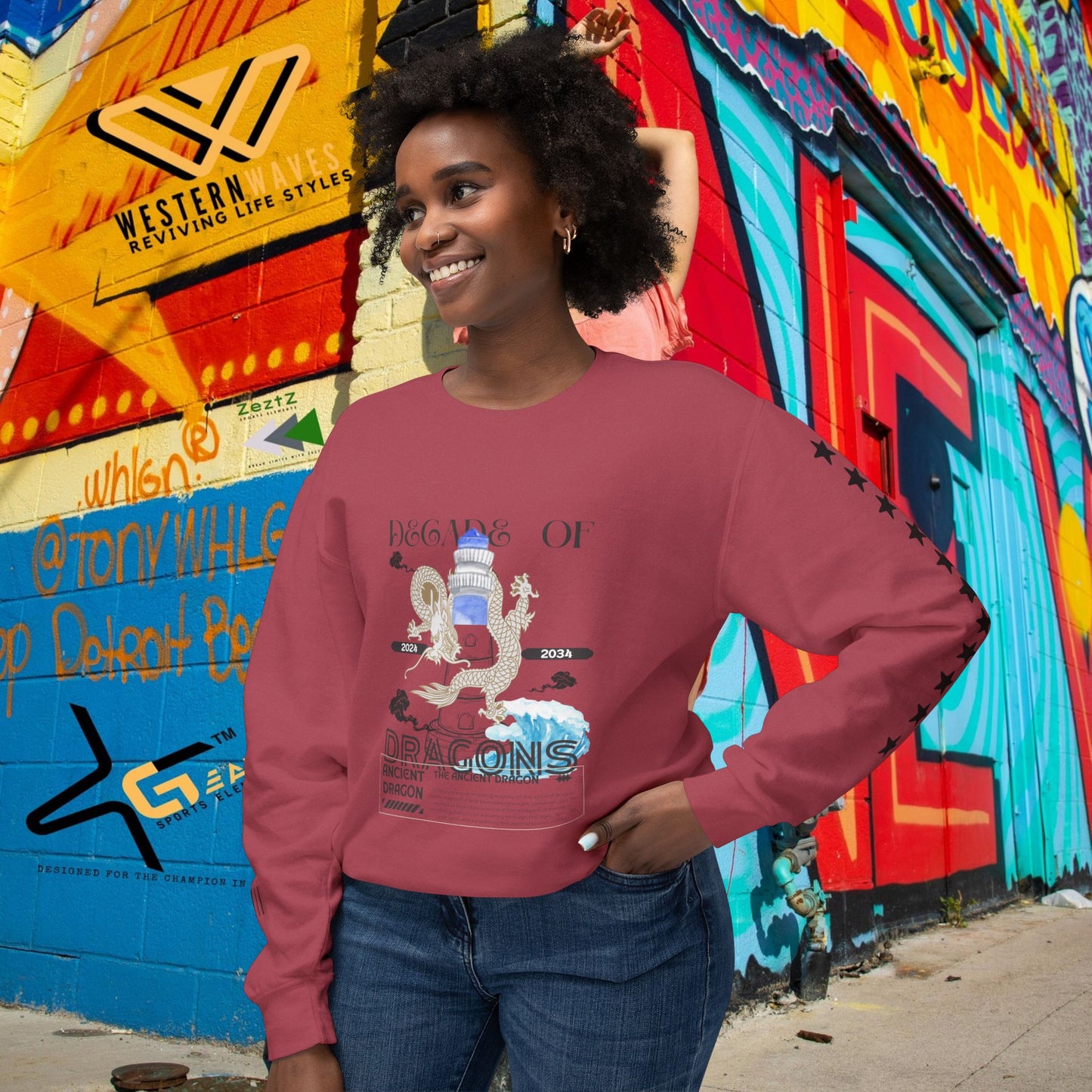 Unisex Lightweight Crewneck Sweatshirt_ N3+ Series ULWCSS PT2WW013_ Limited Edition Conscious Fashion Collaboration by WesternWaves: