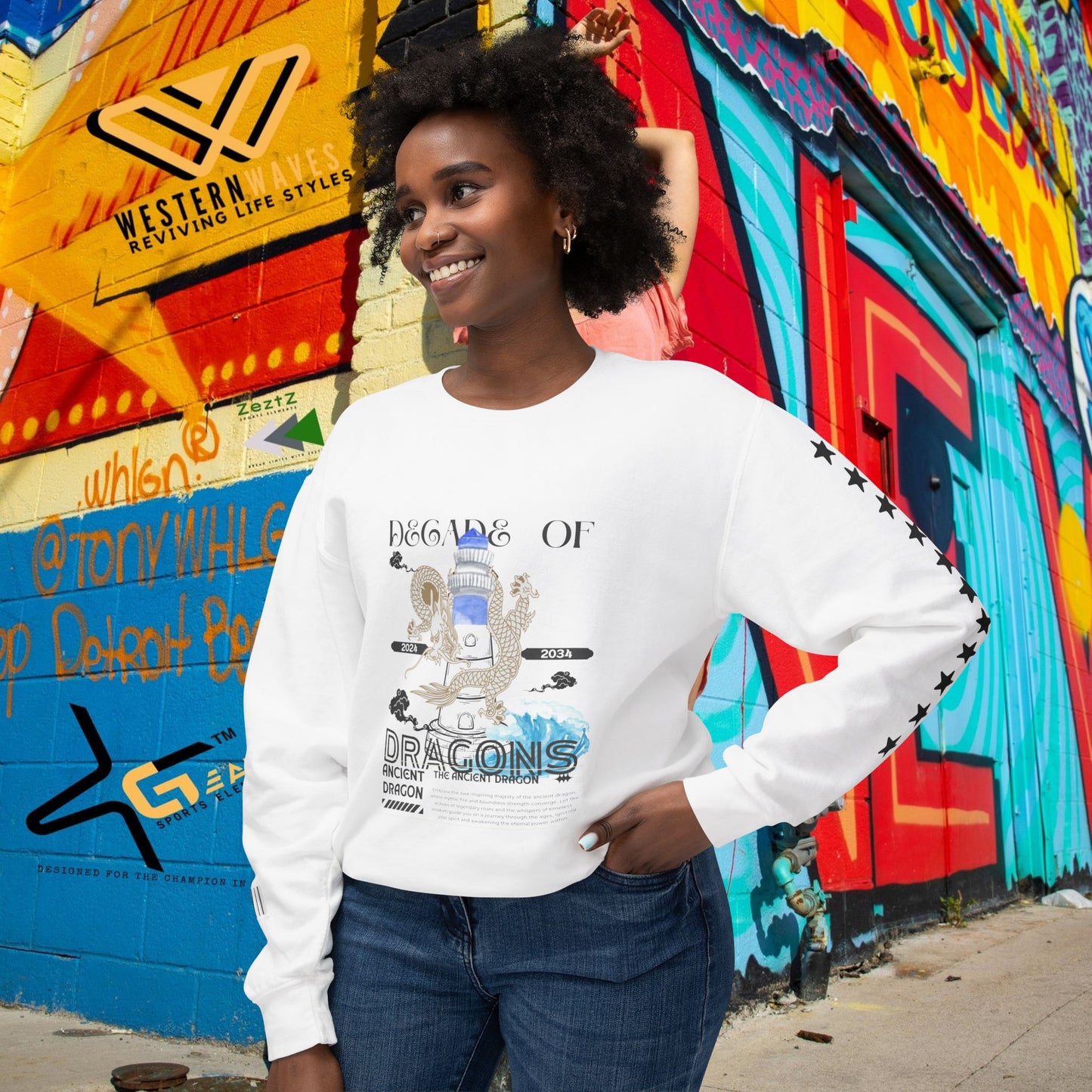 Unisex Lightweight Crewneck Sweatshirt_ N3+ Series ULWCSS PT2WW013_ Limited Edition Conscious Fashion Collaboration by WesternWaves: