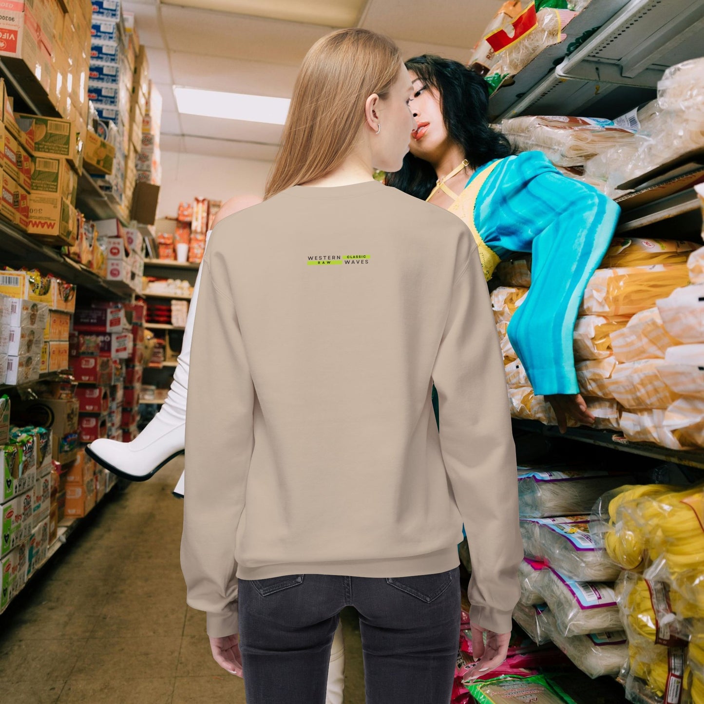 Unisex Midweight Softstyle Fleece Crewneck Sweatshirt_ N2+ Series USMWSSFCNSS PT2WW009_ Limited Edition Stylish Eco-conscious Raw Classic by WesternWaves: