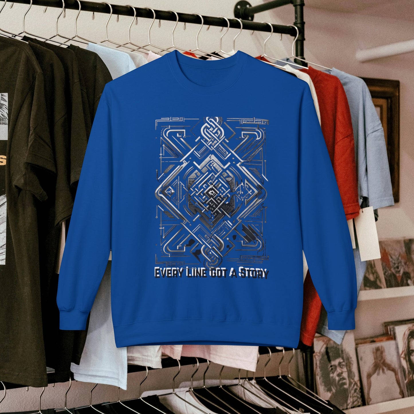 Every Line Got A Story Sweatshirt | Unisex Fleece Crewneck, Cozy Pullover, Artistic Gift, Casual Layer, Everyday Wear