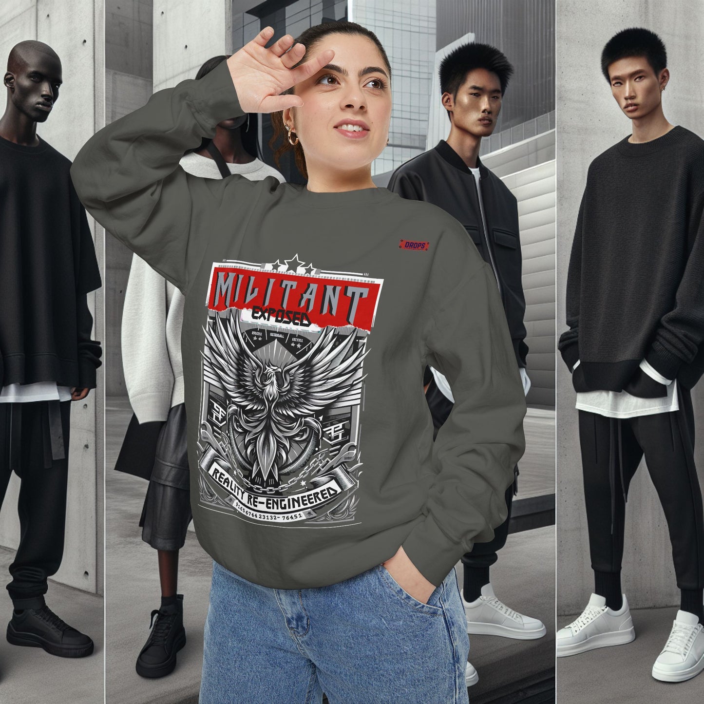 Unisex Garment-Dyed Sweatshirt_ N8+ Series SPW USMWSSFCNSS PT2WW001_ Limited Edition by WesternWaves: