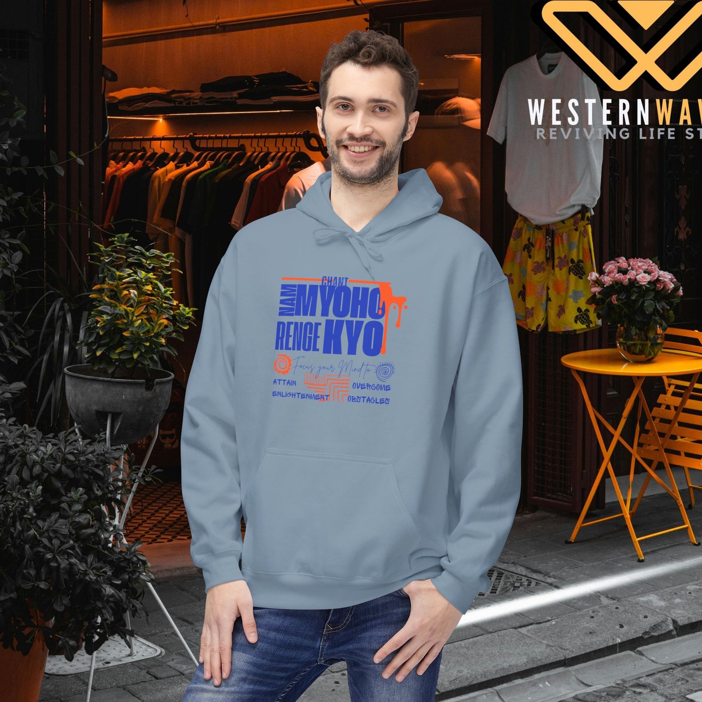 Unisex Midweight Softstyle Fleece Hoodie_ N3+ Series USMWSSFH PT2WW003_ Limited Edition Luxuriously Soft 100% Cotton Face by WesternWaves: