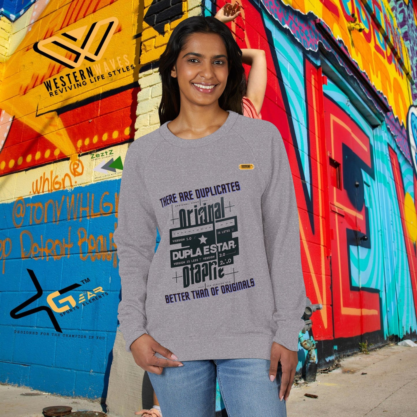 Unisex French Terry Raglan Crewneck Sweatshirt_ 25 June 2025_ Limited Edition Casual Streetwear by WesternWaves: