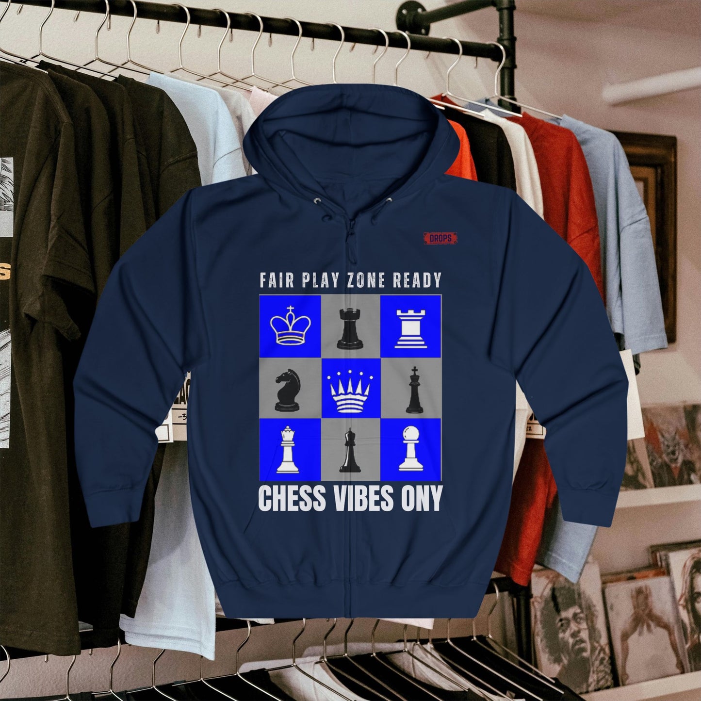 Unisex Full Zip Hoodie_ UWDP3_ Series N8+ USFZH PT2WW001_ Limited Edition Unique Chess Merch by WesternWaves: