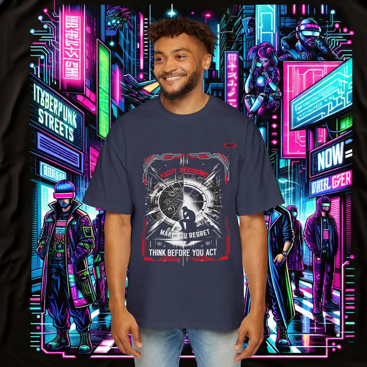 Men's Oversized Graphic Tee_ Series N8+ MENSOSGTEE PT2WW001_ Series SHD 008_ Limited Edition Unique Casual Wear by WesternWaves: