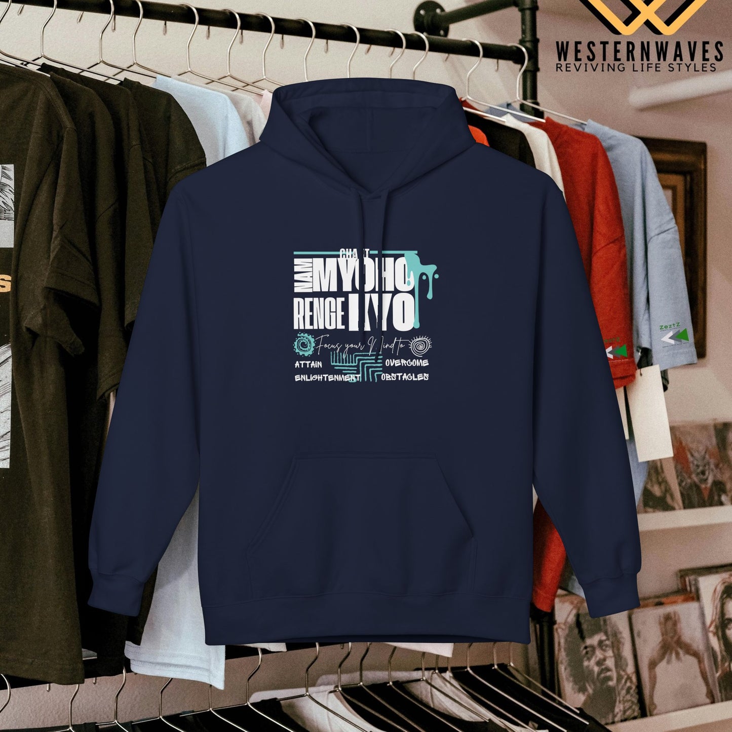 Unisex Midweight Softstyle Fleece Hoodie_ N3+ Series USMWSSFH PT2WW004_ Limited Edition Luxuriously Soft 100% Cotton Face by WesternWaves: