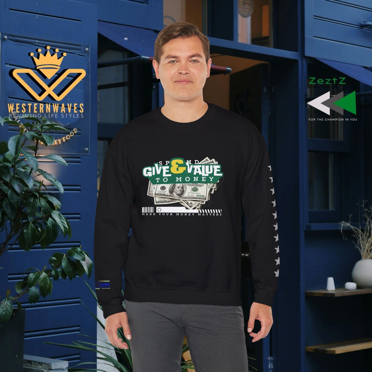 Unisex Heavy Blend™ Crewneck Sweatshirt_ N2+ Series UHBCSS PT2WW037_ Limited Edition Pure Luxury By WesternWaves: