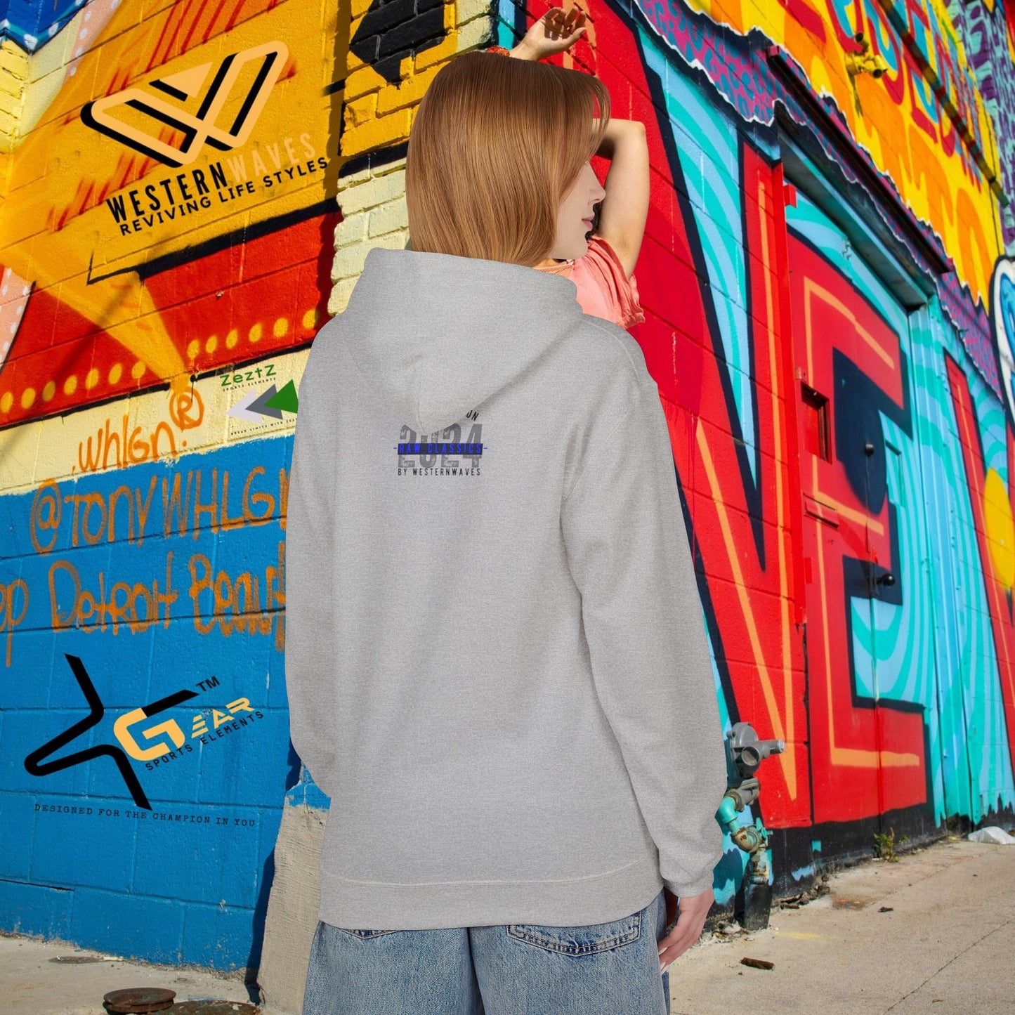 Unisex Midweight Softstyle Fleece Hoodie_ N2+ Series SMWSSFH PT2WW005_Limited Edition Luxuriously Soft 100% Cotton Face by WesternWaves:
