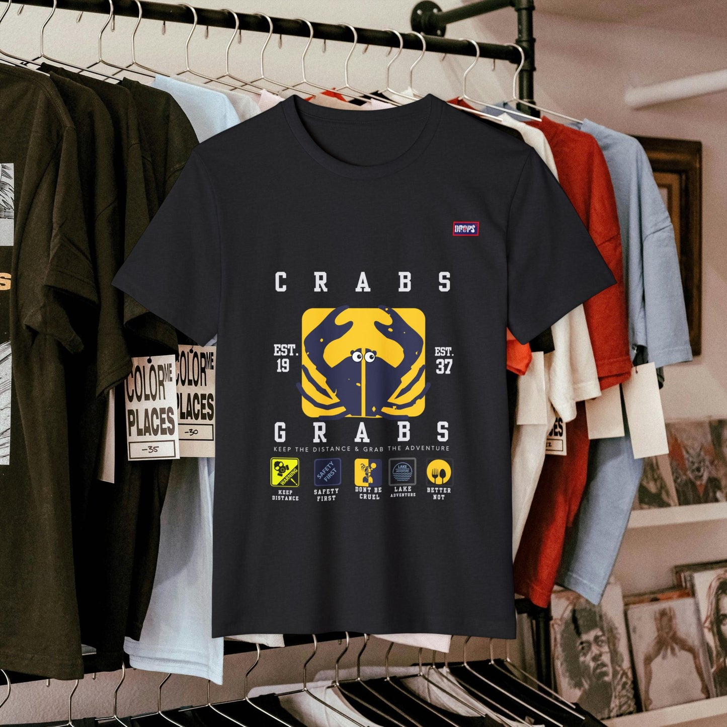 Eco-Friendly Crab Graphic Tee, Sustainable Fashion T-Shirt, Unisex Nature Lover Gift, Beach Vibes Apparel, Boho T-Shirt_ 22 May 2025_ 001