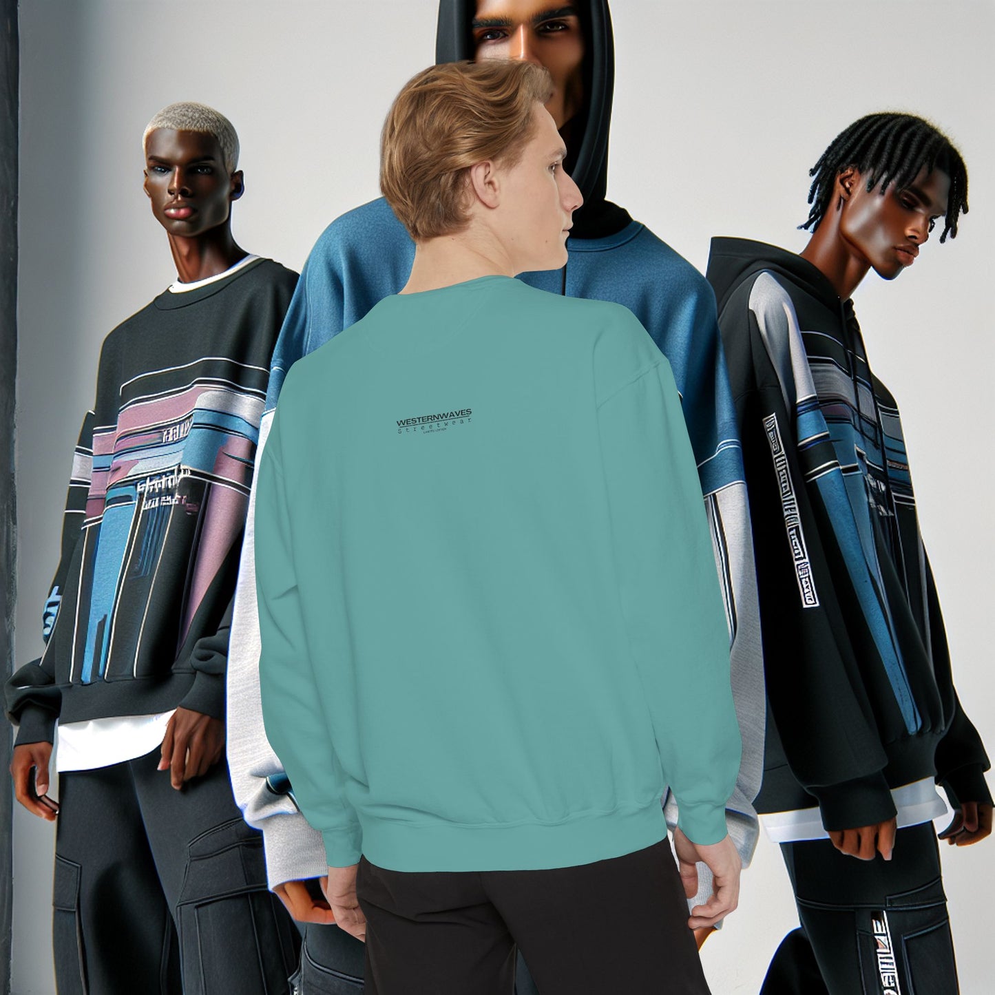 Unisex Garment-Dyed Sweatshirt_ N8+ Series SPW USMWSSFCNSS PT2WW001_ Limited Edition by WesternWaves: