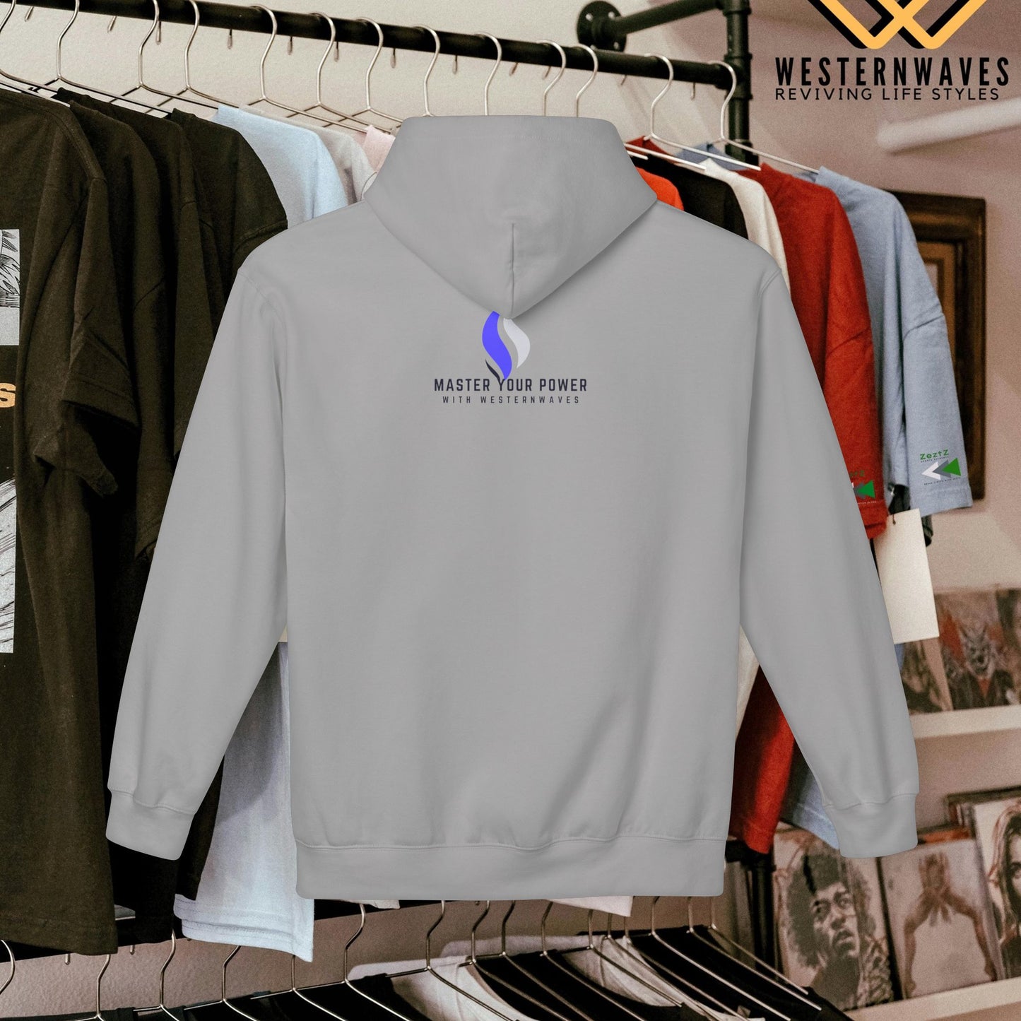 Unisex Midweight Softstyle Fleece Hoodie_ N3+ Series USMWSSFH PT2WW006_ Limited Edition Luxuriously Soft 100% Cotton Face by WesternWaves: