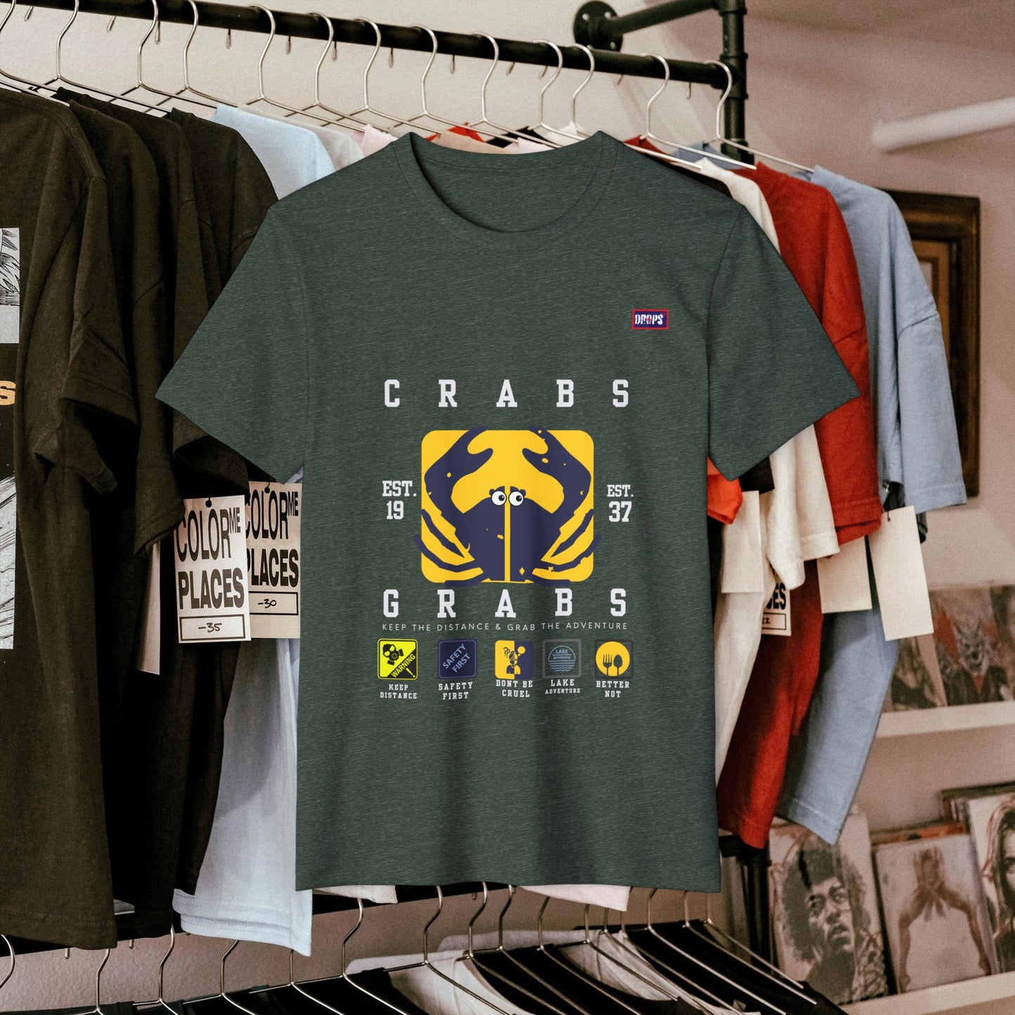 Eco-Friendly Crab Graphic Tee, Sustainable Fashion T-Shirt, Unisex Nature Lover Gift, Beach Vibes Apparel, Boho T-Shirt_ 22 May 2025_ 001