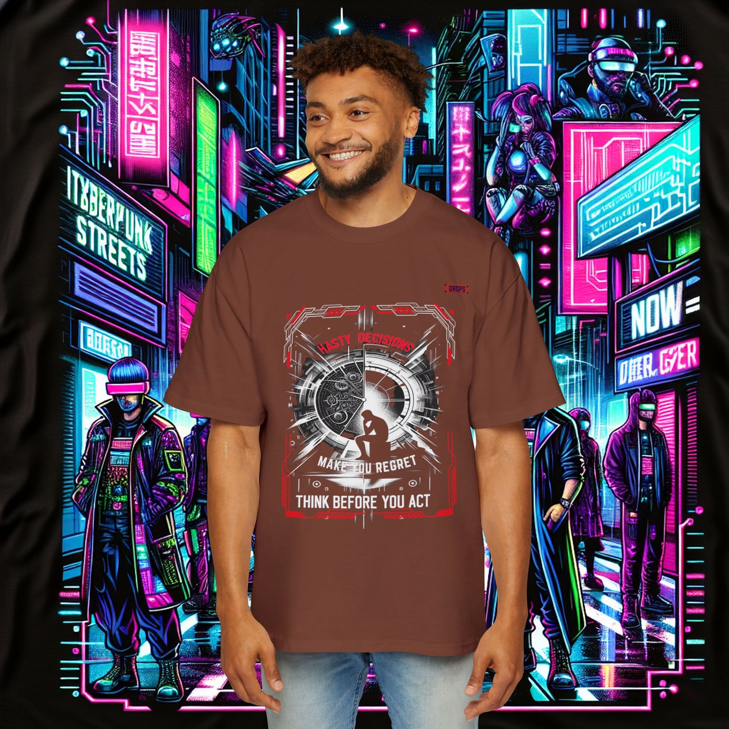 Men's Oversized Graphic Tee_ Series N8+ MENSOSGTEE PT2WW001_ Series SHD 008_ Limited Edition Unique Casual Wear by WesternWaves: