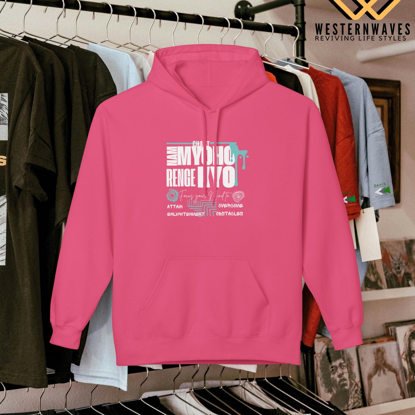Unisex Midweight Softstyle Fleece Hoodie_ N3+ Series USMWSSFH PT2WW004_ Limited Edition Luxuriously Soft 100% Cotton Face by WesternWaves: