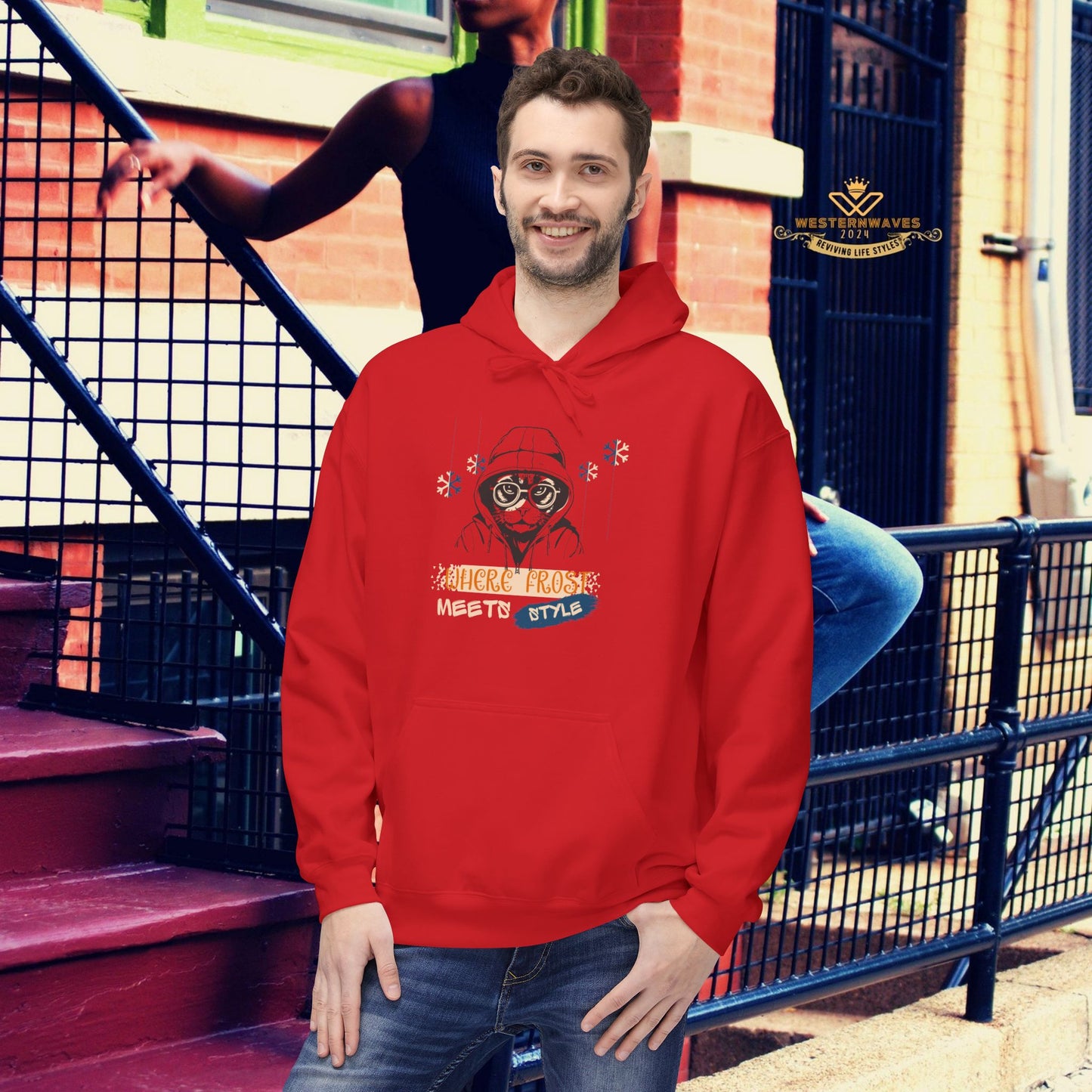 Unisex Midweight Softstyle Fleece Hoodie_ N3+ Series USMWSSFH PT2WW002_ Limited Edition Luxuriously Soft 100% Cotton Face by WesternWaves: