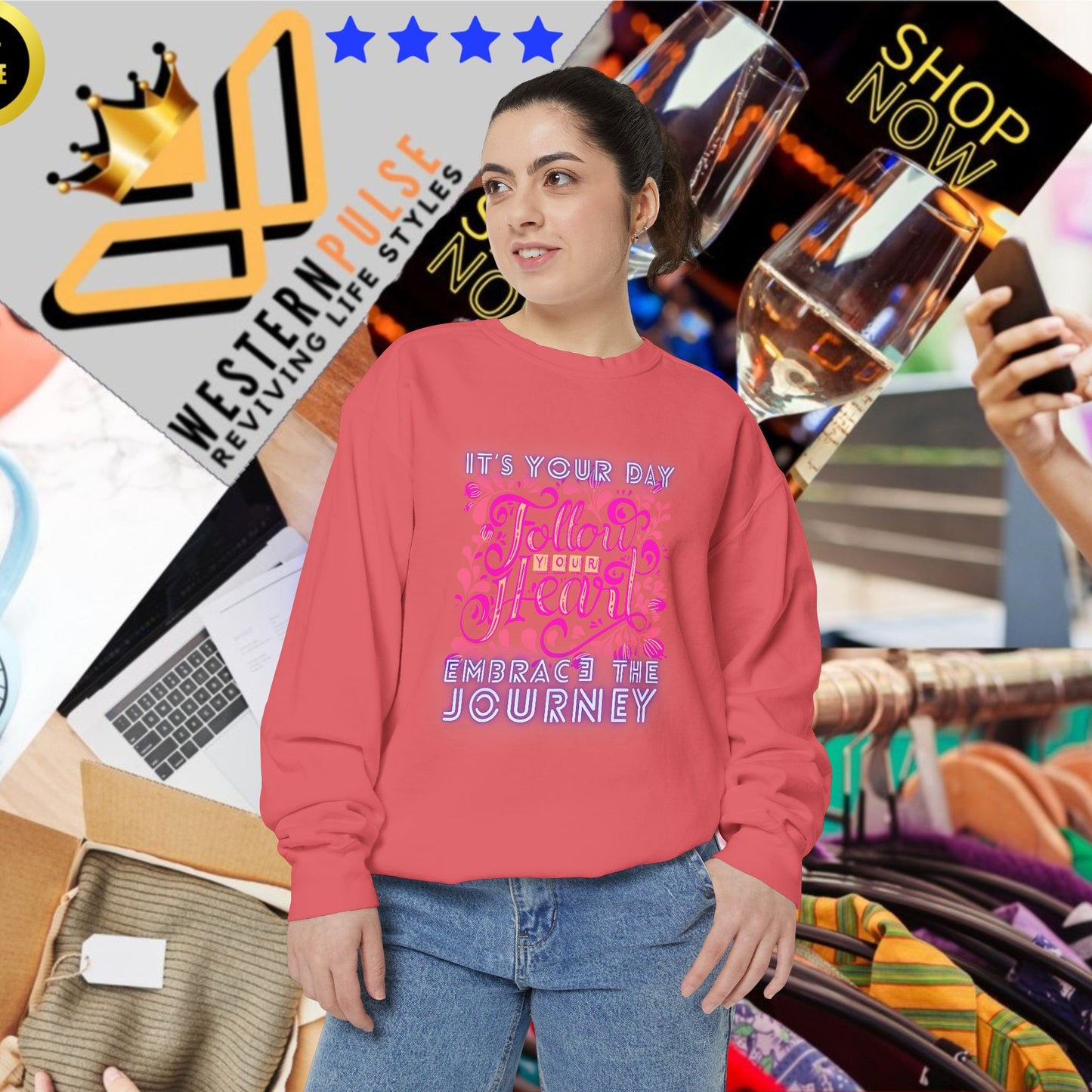 Unisex Garment-Dyed Sweatshirt_ N3+ Series UGDSS PT2WW001_ WesternWaves Limited Edition: