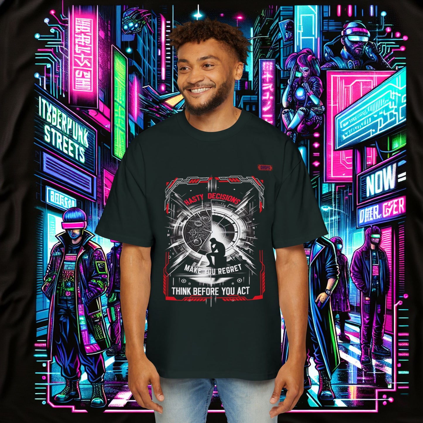 Men's Oversized Graphic Tee_ Series N8+ MENSOSGTEE PT2WW001_ Series SHD 008_ Limited Edition Unique Casual Wear by WesternWaves: