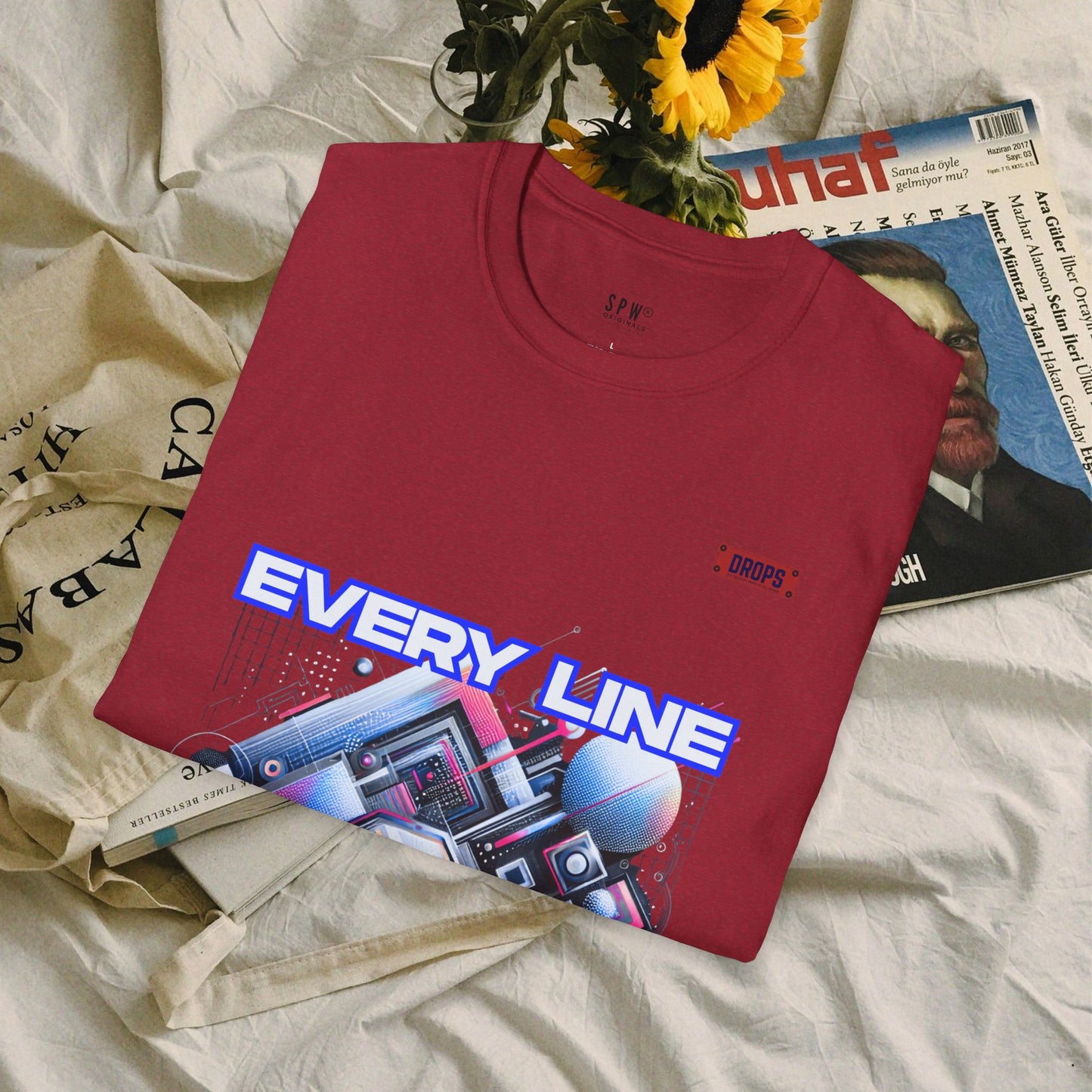 Every Line Graphic Unisex Softstyle T-Shirt | Retro Art Tee, Casual Wear, Gift for Art Lovers, Streetwear, Everyday Style