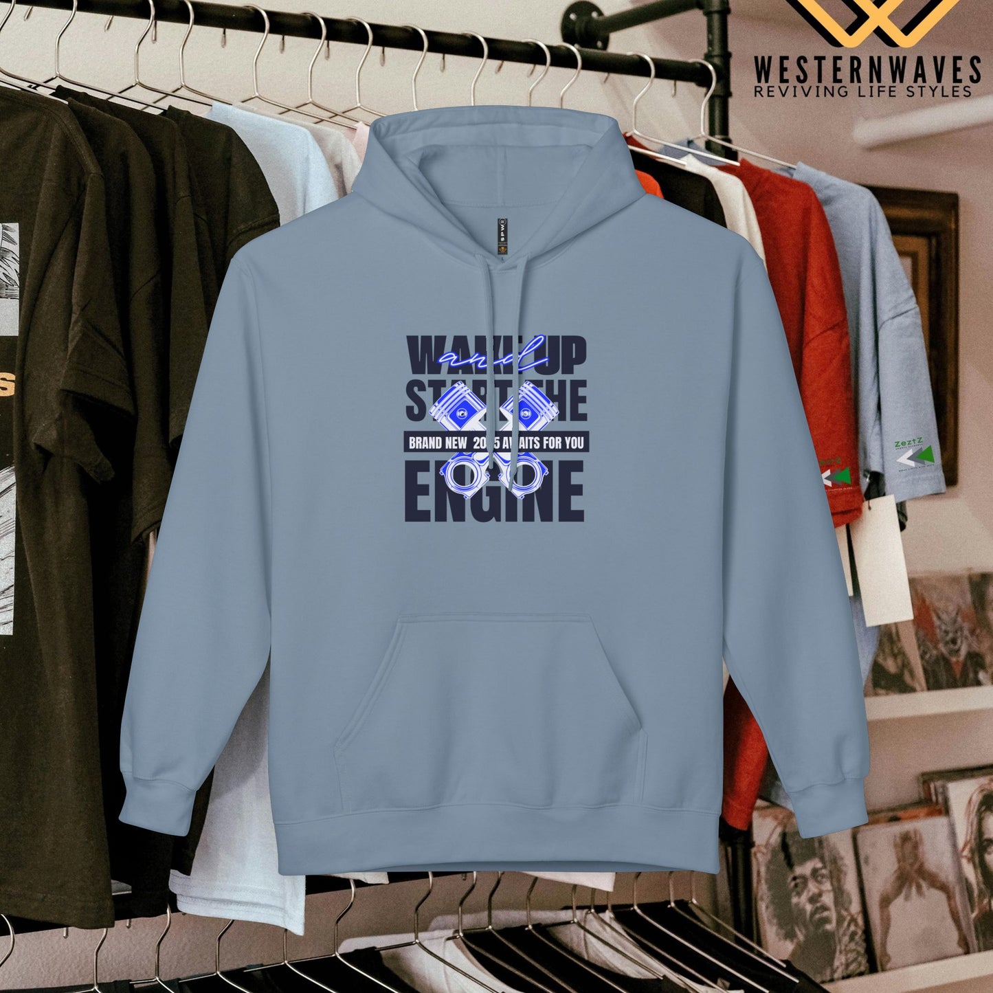 Unisex Midweight Softstyle Fleece Hoodie_ N3+ Series USMWSSFH PT2WW010_ Limited Edition Luxuriously Soft 100% Cotton Face by WesternWaves: