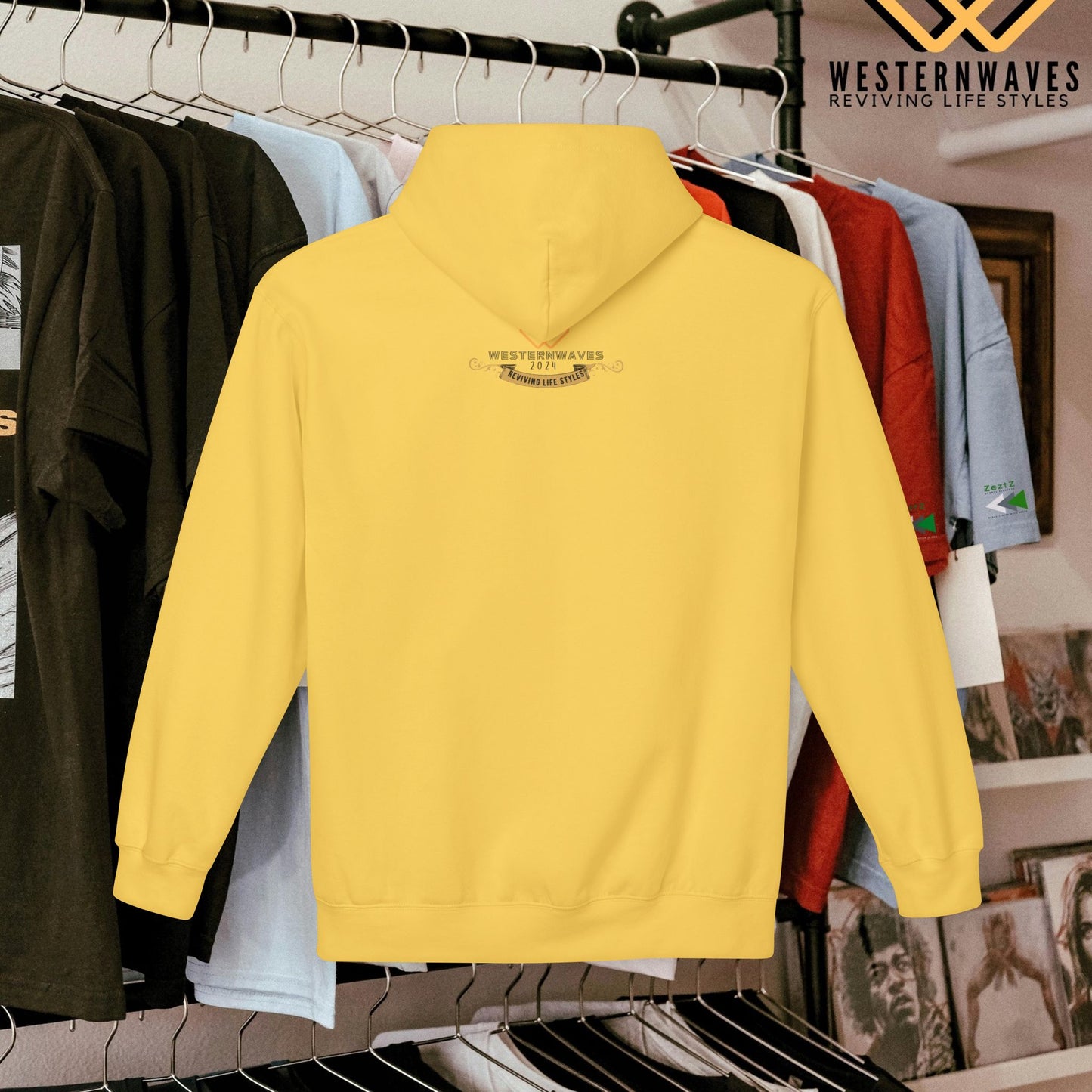 Unisex Midweight Softstyle Fleece Hoodie_ N3+ Series USMWSSFH PT2WW008_ Limited Edition Luxuriously Soft 100% Cotton Face by WesternWaves:
