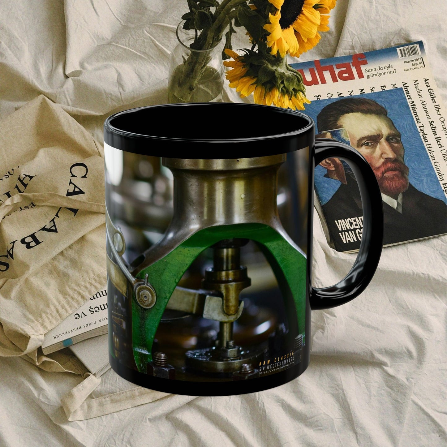 Black Ceramic Mug (11oz & 15oz) – N3+ Series BCMUG11&15 PT2WW001_ Limited Edition Your Perfect Sip by WesternWaves: