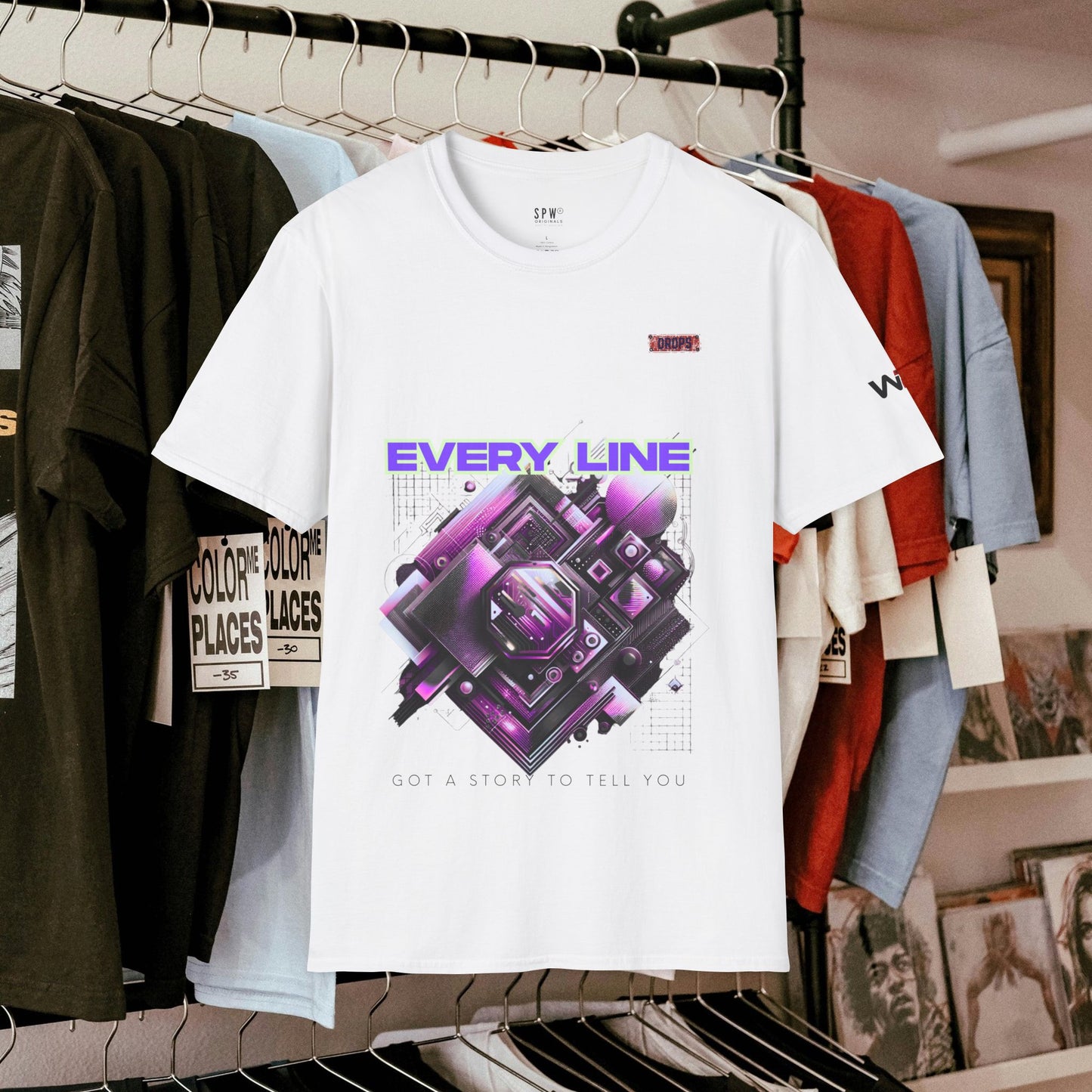 Every Line Graphic Unisex Softstyle T-Shirt | Retro Art Tee, Casual Wear, Gift for Art Lovers, Streetwear, Everyday Style