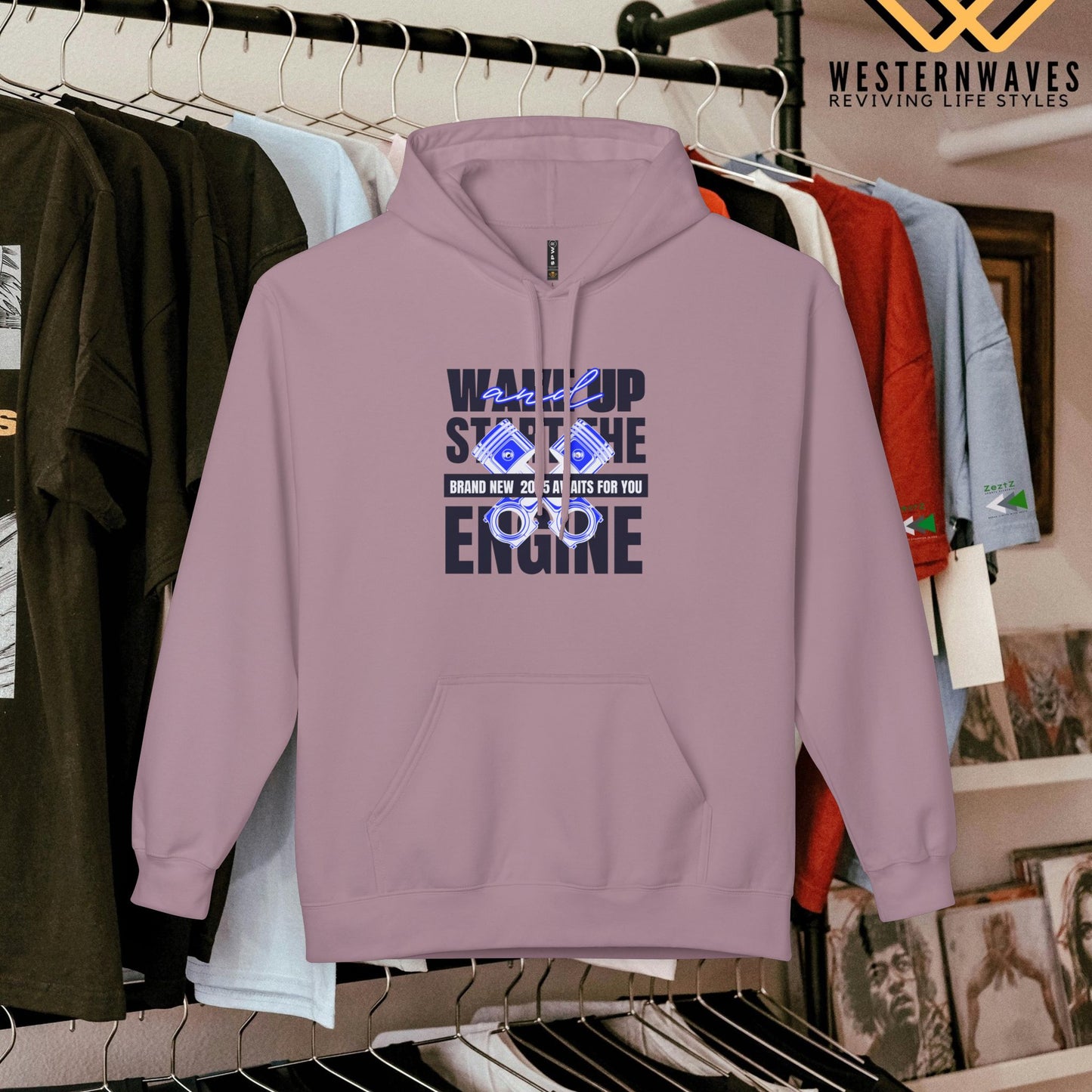Unisex Midweight Softstyle Fleece Hoodie_ N3+ Series USMWSSFH PT2WW010_ Limited Edition Luxuriously Soft 100% Cotton Face by WesternWaves: