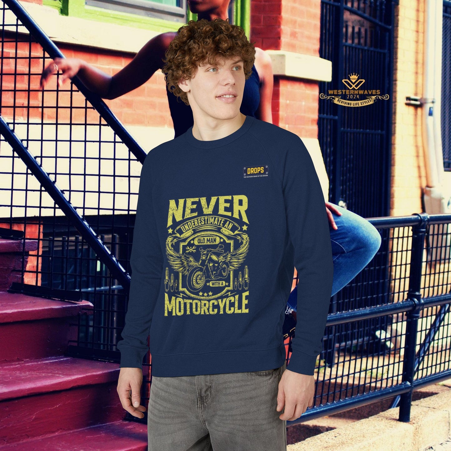 Unisex French Terry Raglan Crewneck_ 29 June 2025_ Limited Edition Vintage Motorcycle Apparel by WesternWaves:
