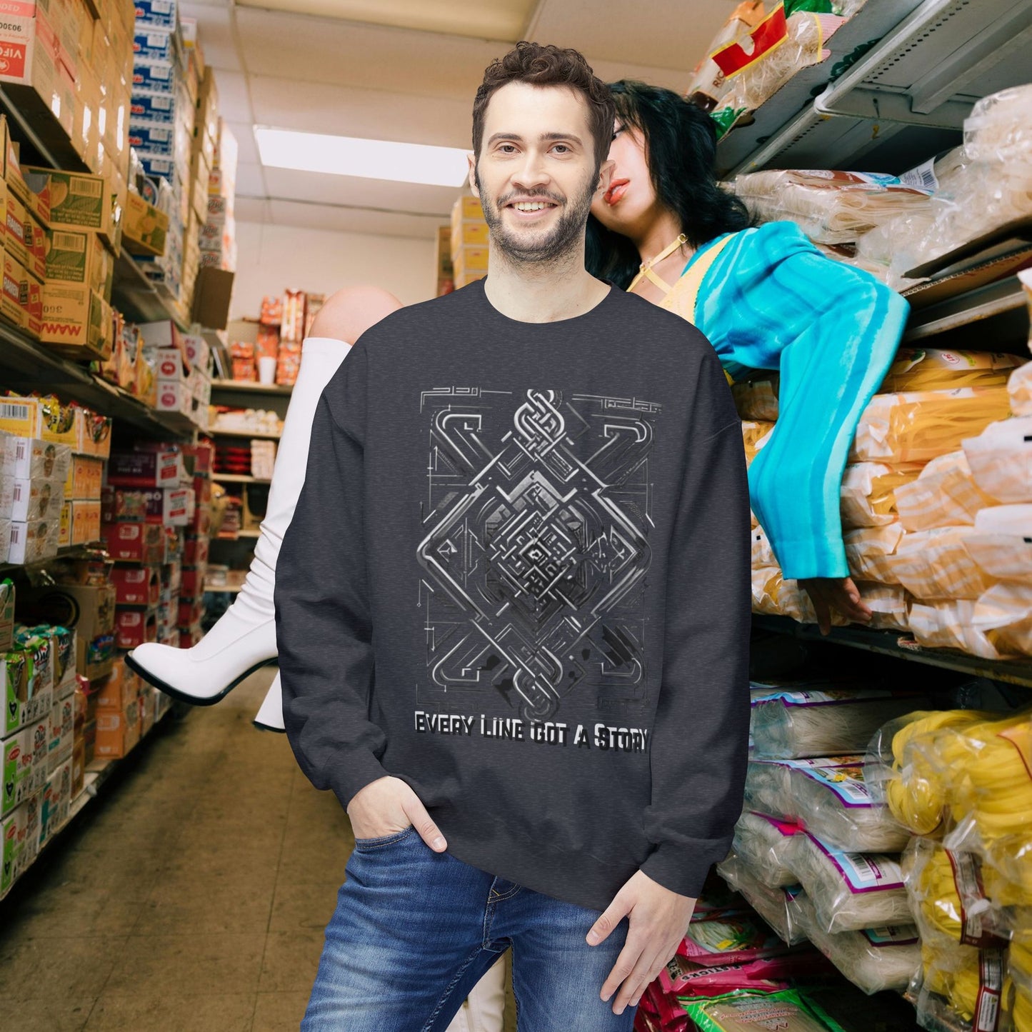 Every Line Got A Story Sweatshirt | Unisex Fleece Crewneck, Cozy Pullover, Artistic Gift, Casual Layer, Everyday Wear