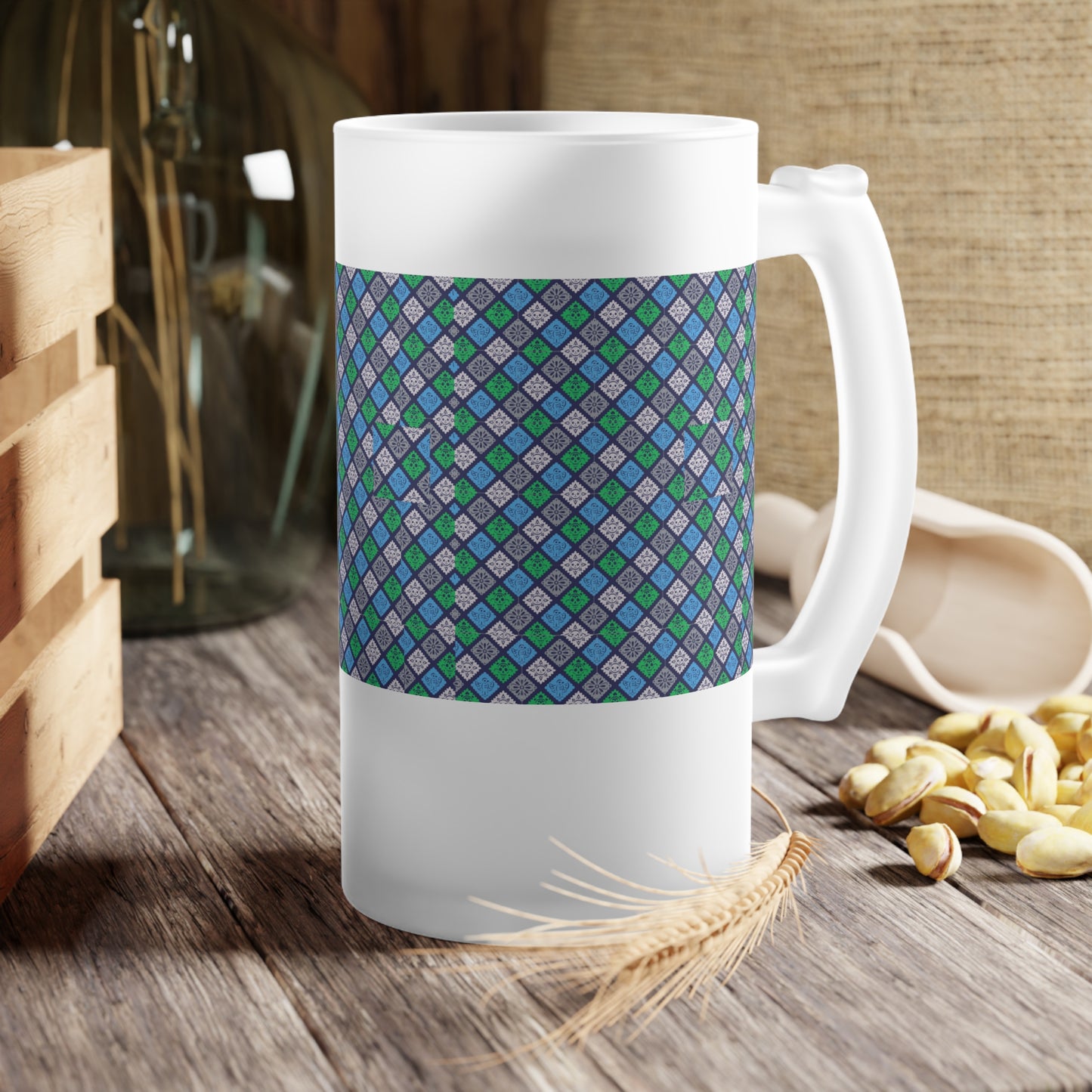 Frosted Glass Beer Mug - Stylish Sipping Essential_ N2 Series FGBM PT2WW009_ Limited Edition Functionality in One Exquisite Packageby WesternWaves