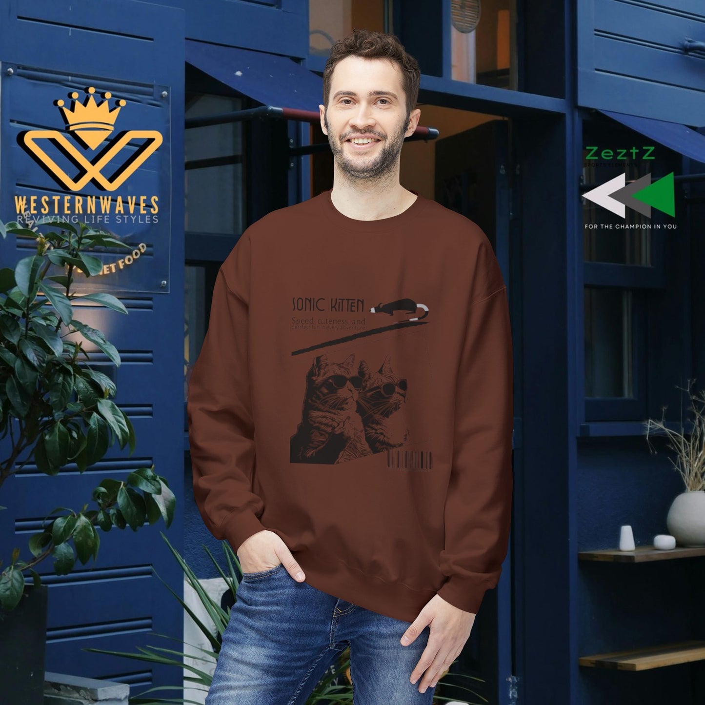 Unisex Midweight Fleece Crewneck Sweatshirt_ N3+ Series UXMWFCS PT2WW015_ WesternWaves Signature Limited Edition: