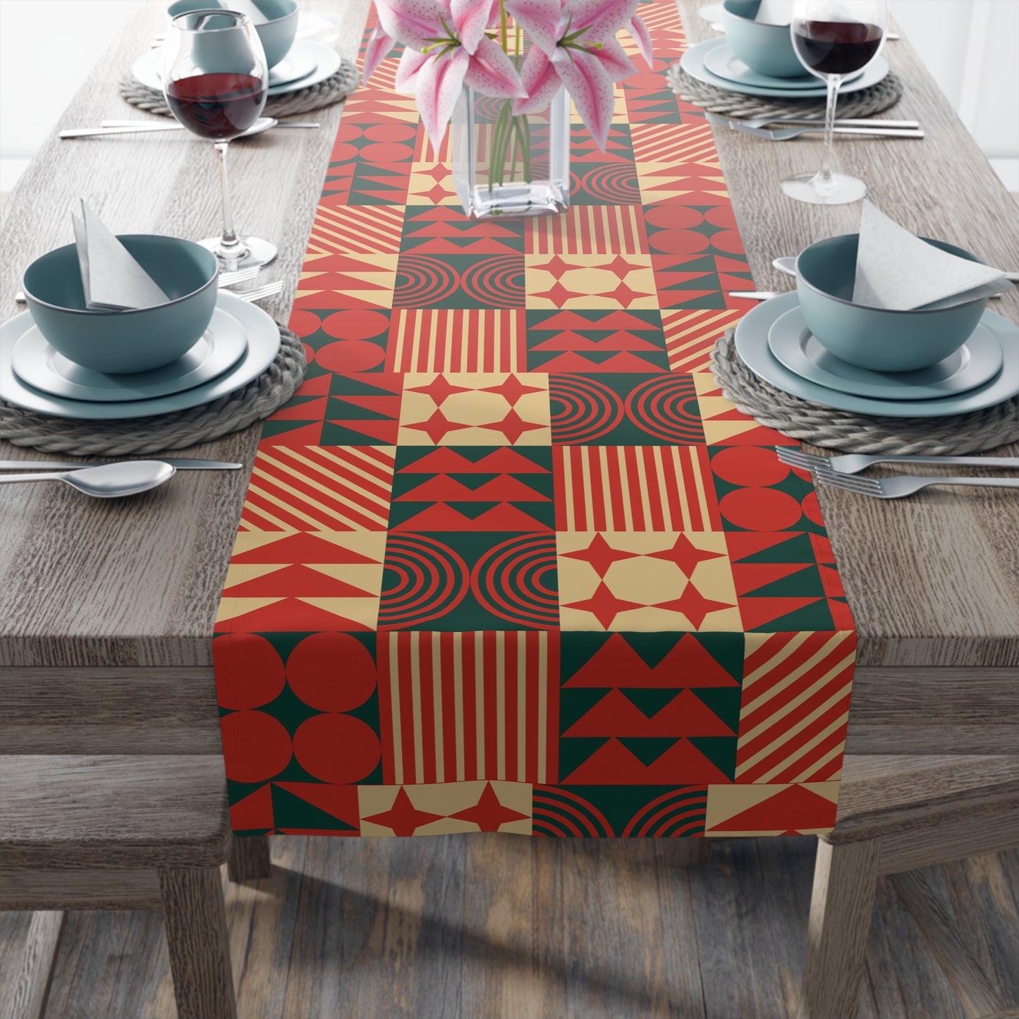 Table Runner (Cotton, Poly)_ Elegant Black Rare Design of a Table Runner_ N7+ Series TRUNNER PT2WW002_ Limited Edition by WesternWaves_